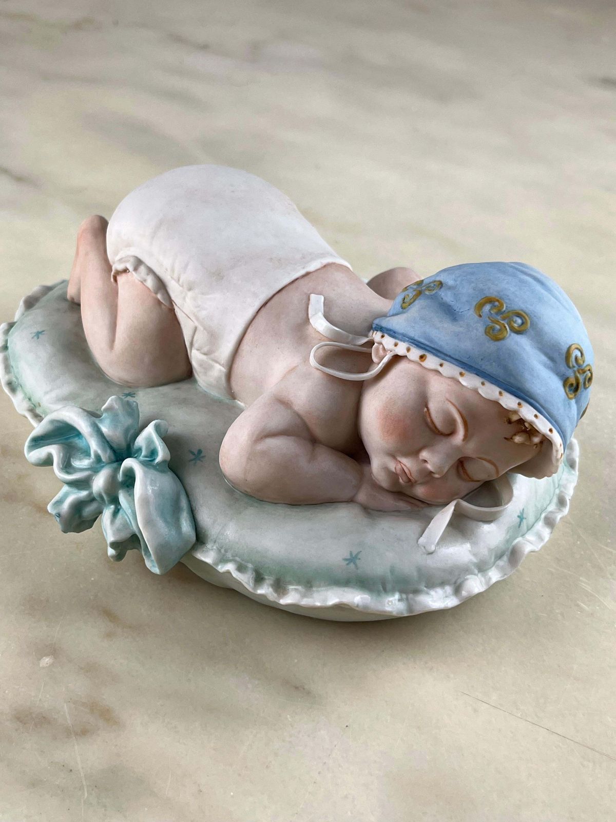 photo for sale Set Of 2 Capodimonte Principe Porcelain "Sleeping Children" Made In Italy 1980