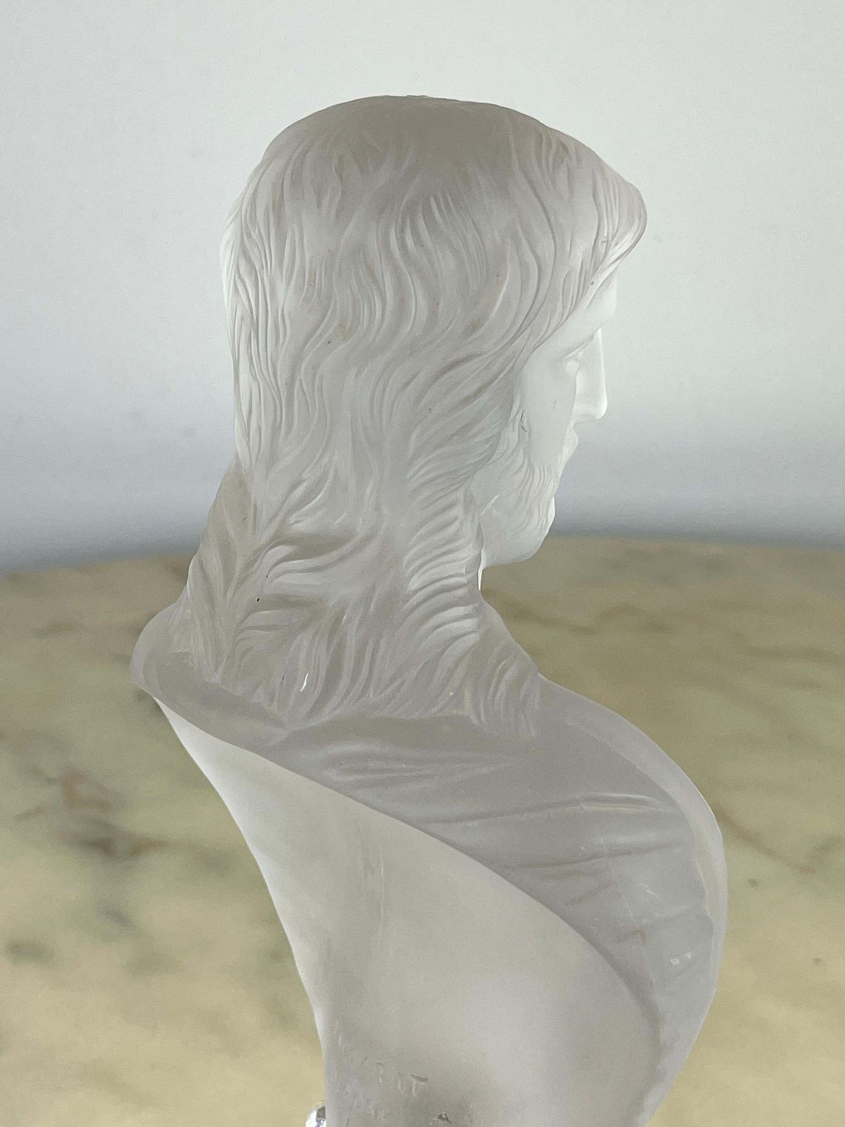 Baccarat Bust "Jesus Christ" Moulded Glass France 1980s photo vinterior