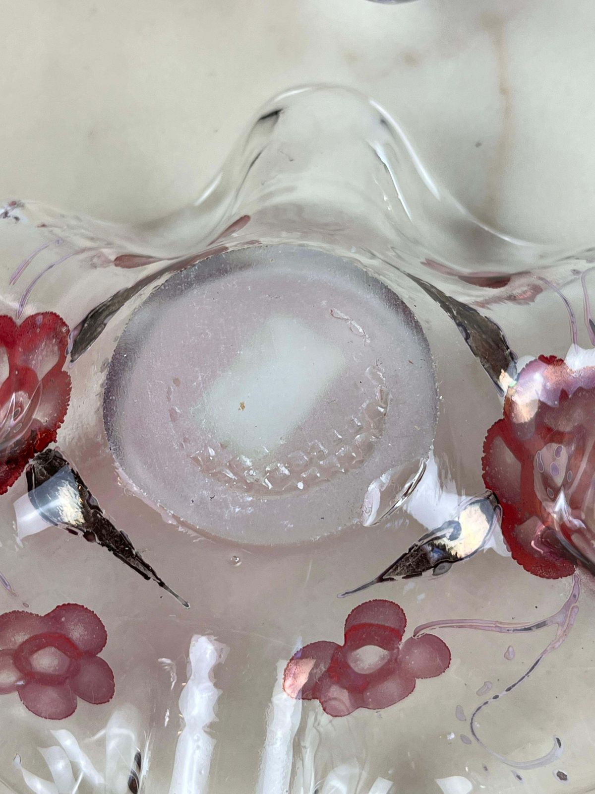 Pair Of Decorated Murano Crystal Ashtrays/Pocket Trays, Italy, 1960s photo Home Decor