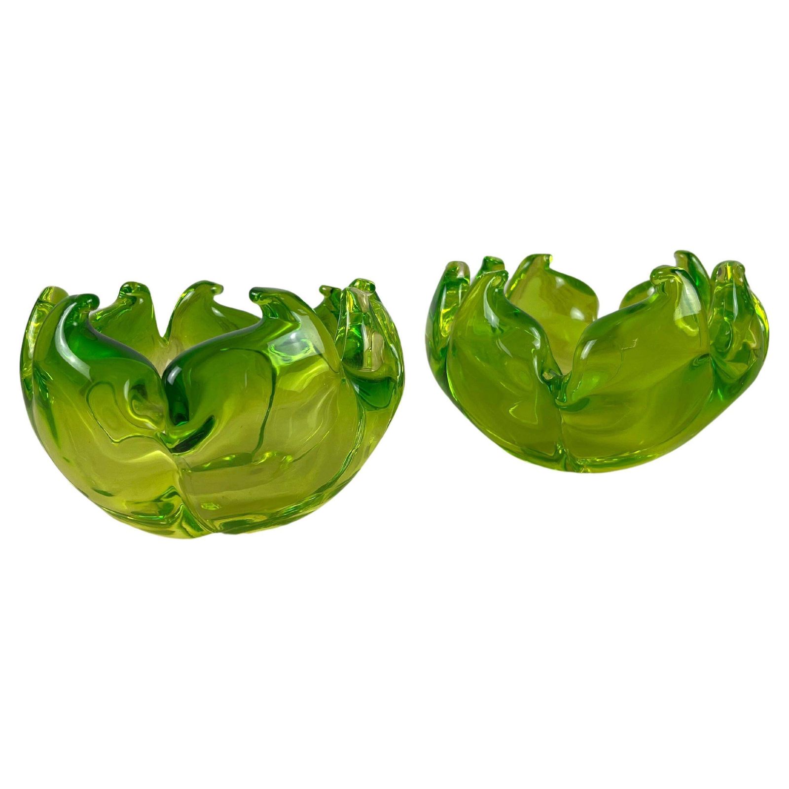 Pair Of Ashtrays Valet Trays In Murano Glass, Italy, 1980