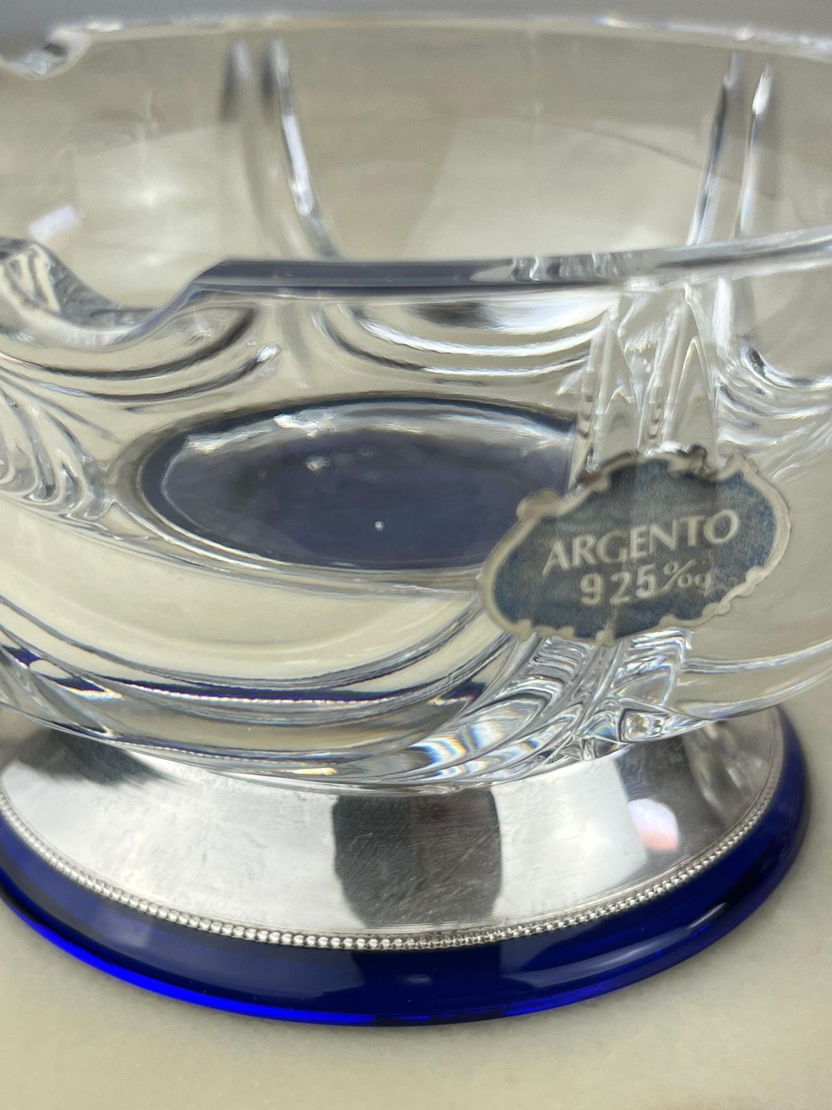 Pair Of Bohemian Crystal And Sterling Silver Ashtrays, 1980s photo Home Decor