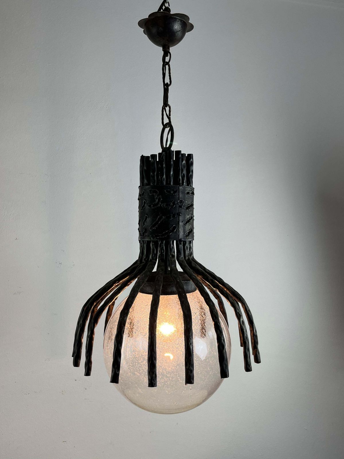 Brutalist "Spider" Model Chandelier By Marcello Fantoni Italian Design 1970s photo furniture
