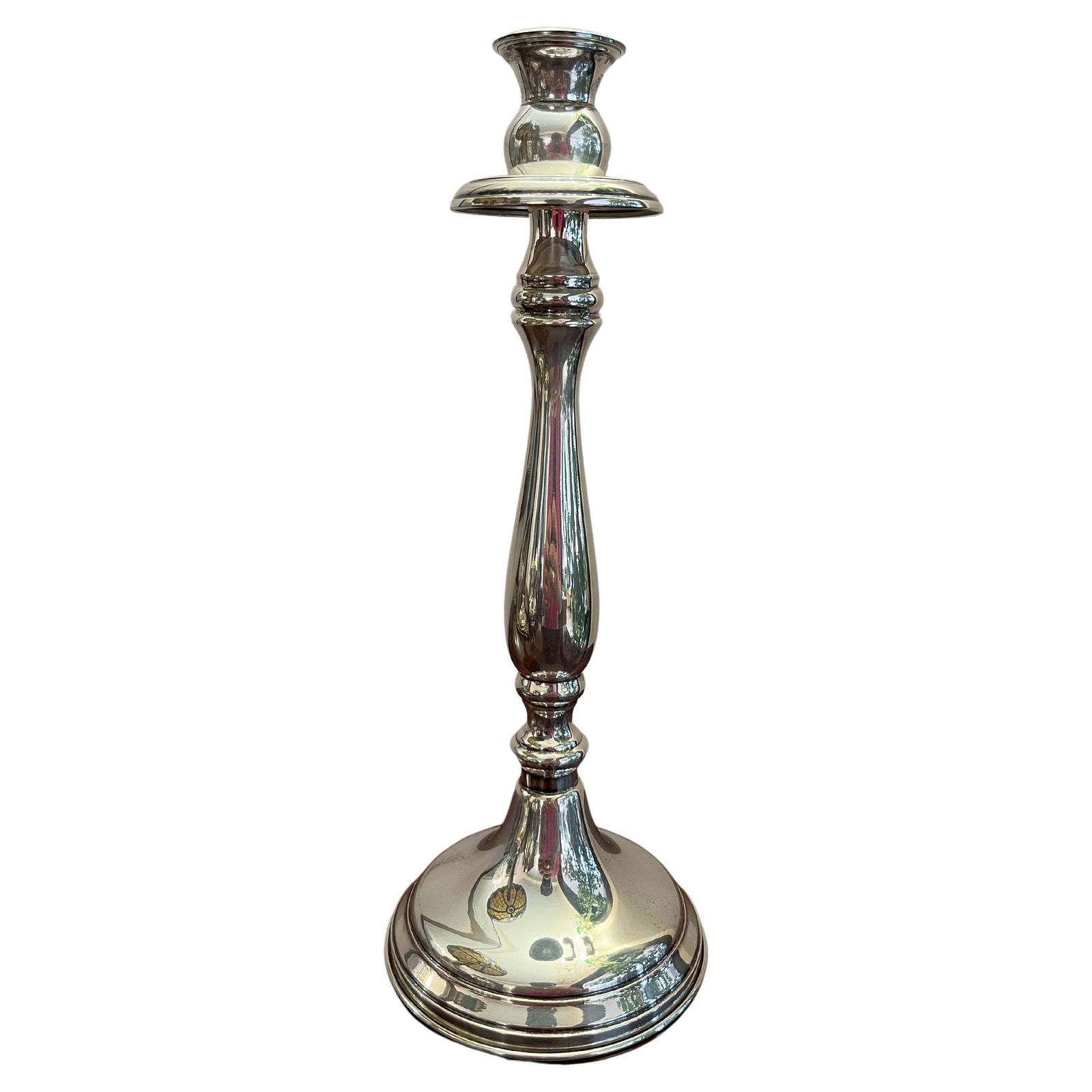 Vintage English Style Candlestick In 800 Silver, Italy, 1980s