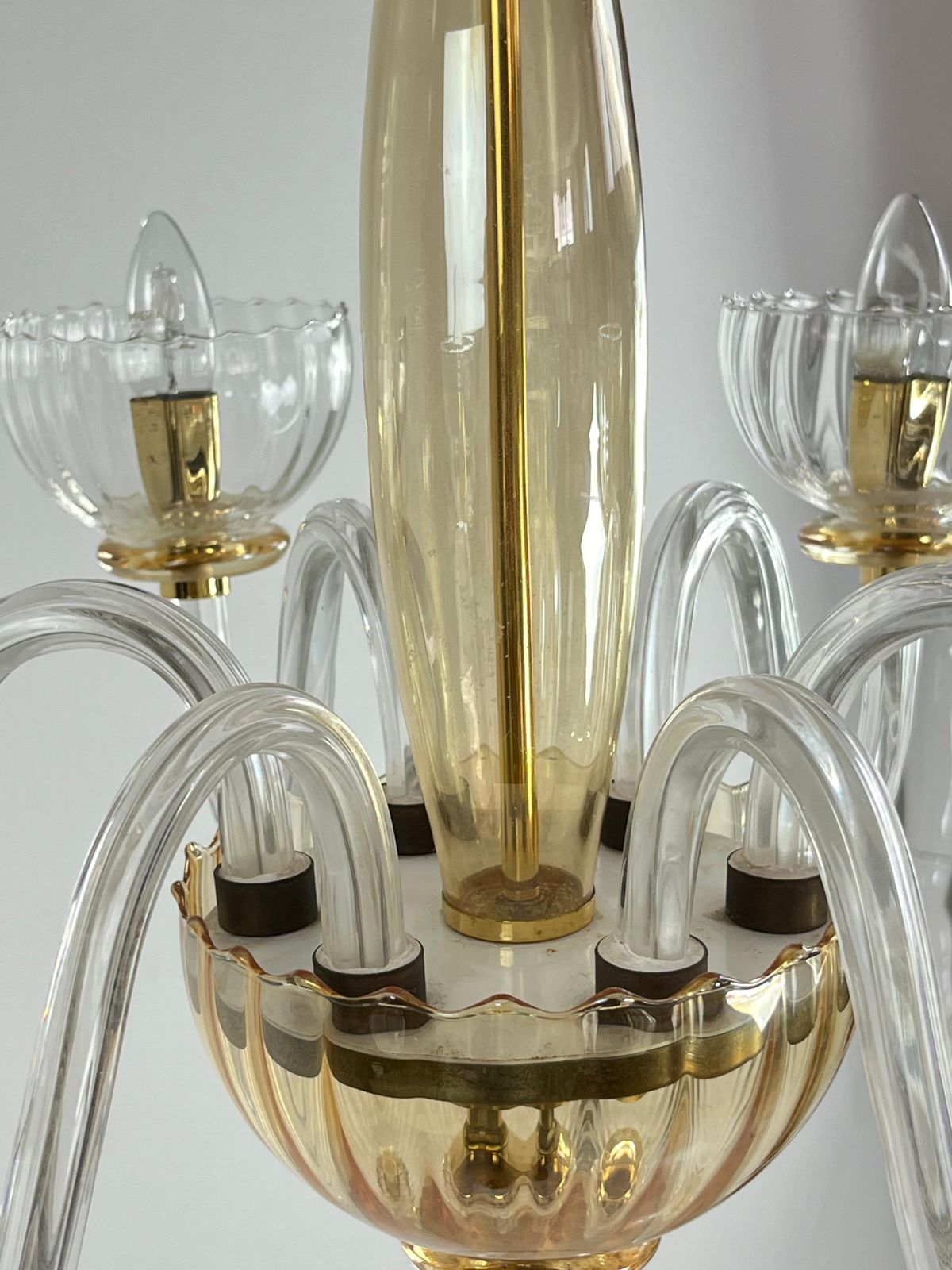 photo vinterior 6 Light Handmade Murano Glass Chandelier "Maestri Muranesi" 1980s