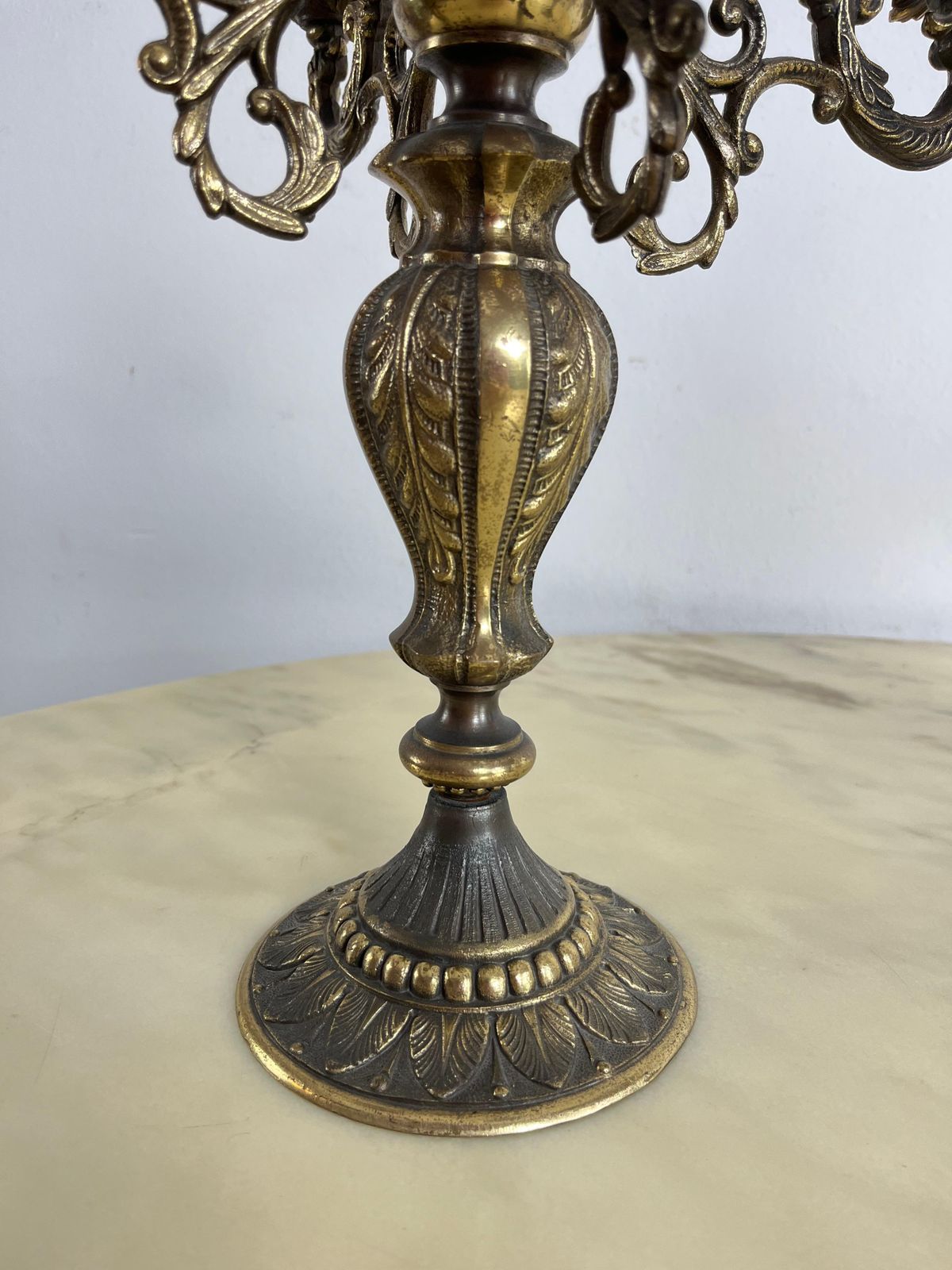 Set Of 2 Large Mid Century Bronze 5 Flame Candlesticks 1960s photo 470.0