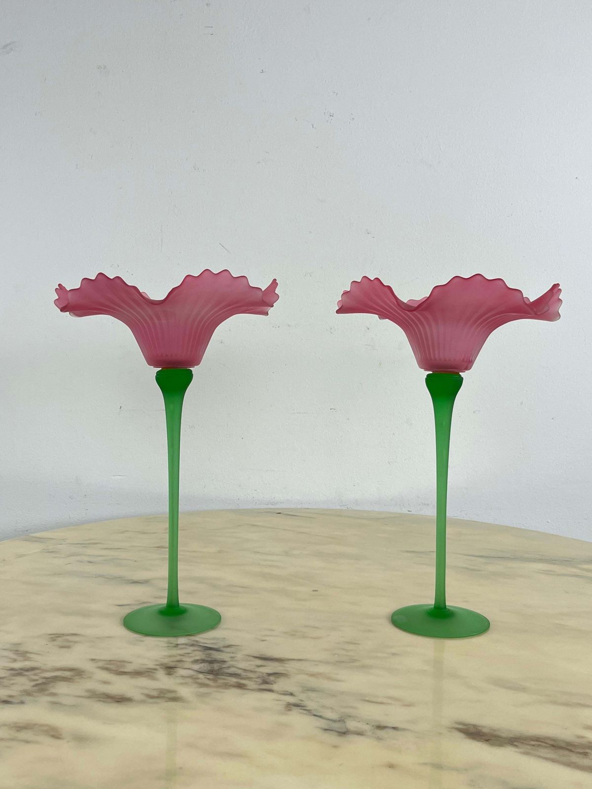 Set Of 2 Large Murano Glass Candlesticks 1970s photo vinterior