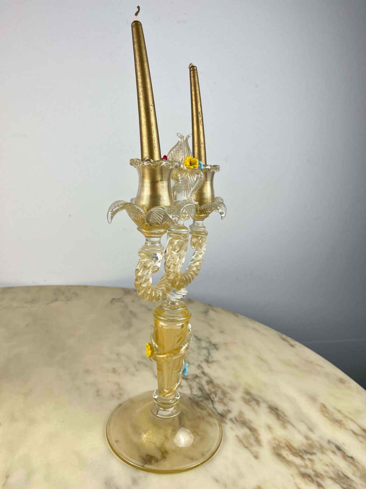 Set Of  2 Barovier & Toso Murano Glass Italian Candelabras 1960s photo 5123.0