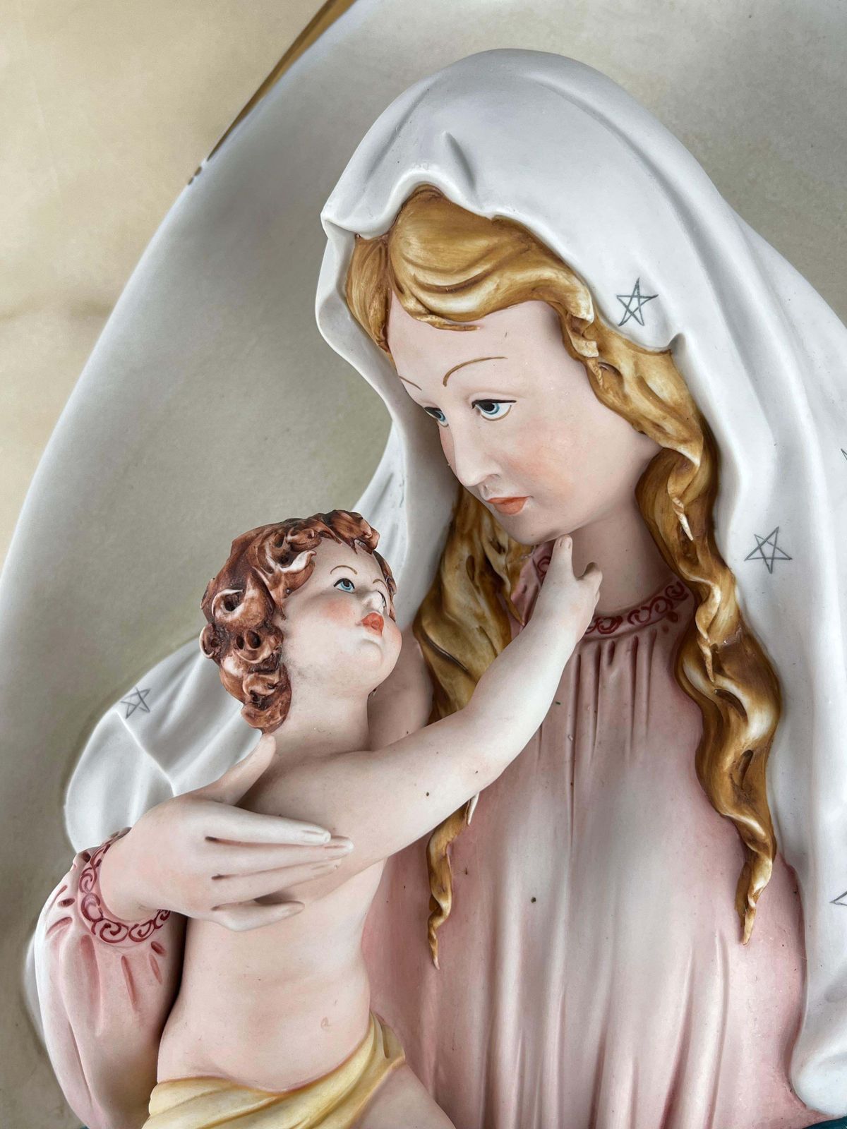 Capodimonte Headboard Madonna With Child, Made In Italy, 1980s photo Furniture