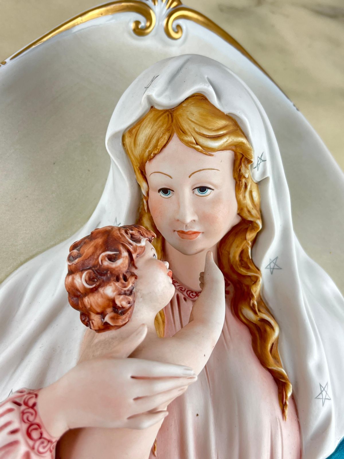 Capodimonte Headboard Madonna With Child, Made In Italy, 1980s photo 427.0