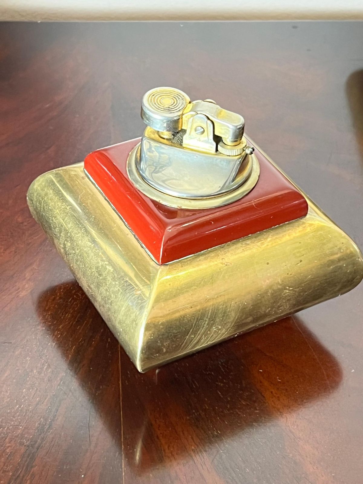 3 Piece Smoking Set In Brass And Enamelled Wood, Made In Italy, 1970s photo Home Decor