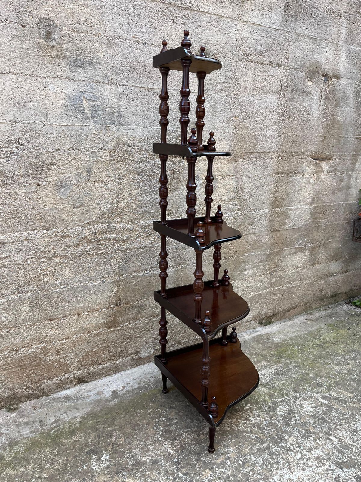 5 Shelves Italian Corner Cabinet, 1980s photo for sale
