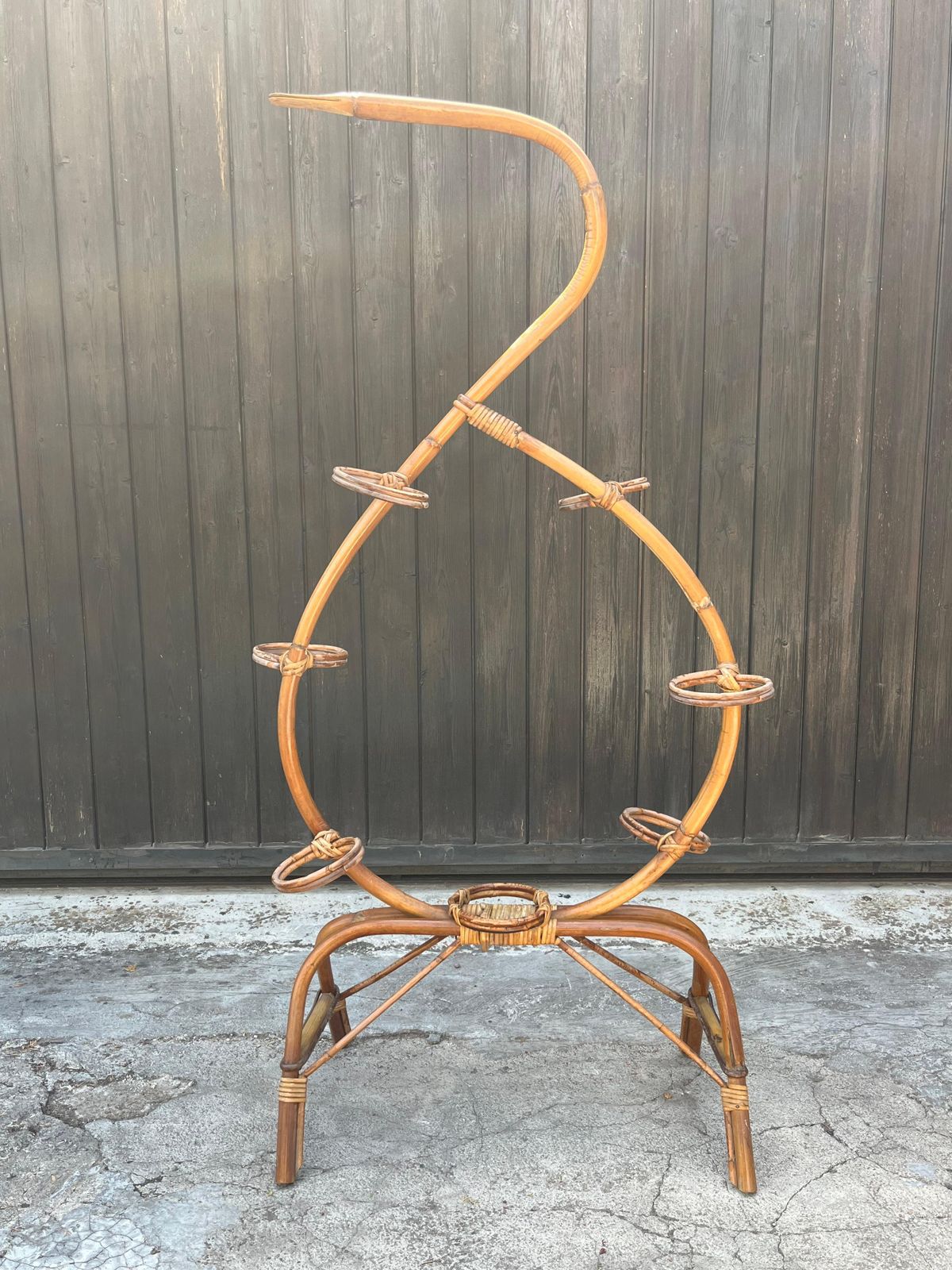 Vintage Italian Bamboo Plant Holder 1970s photo furniture