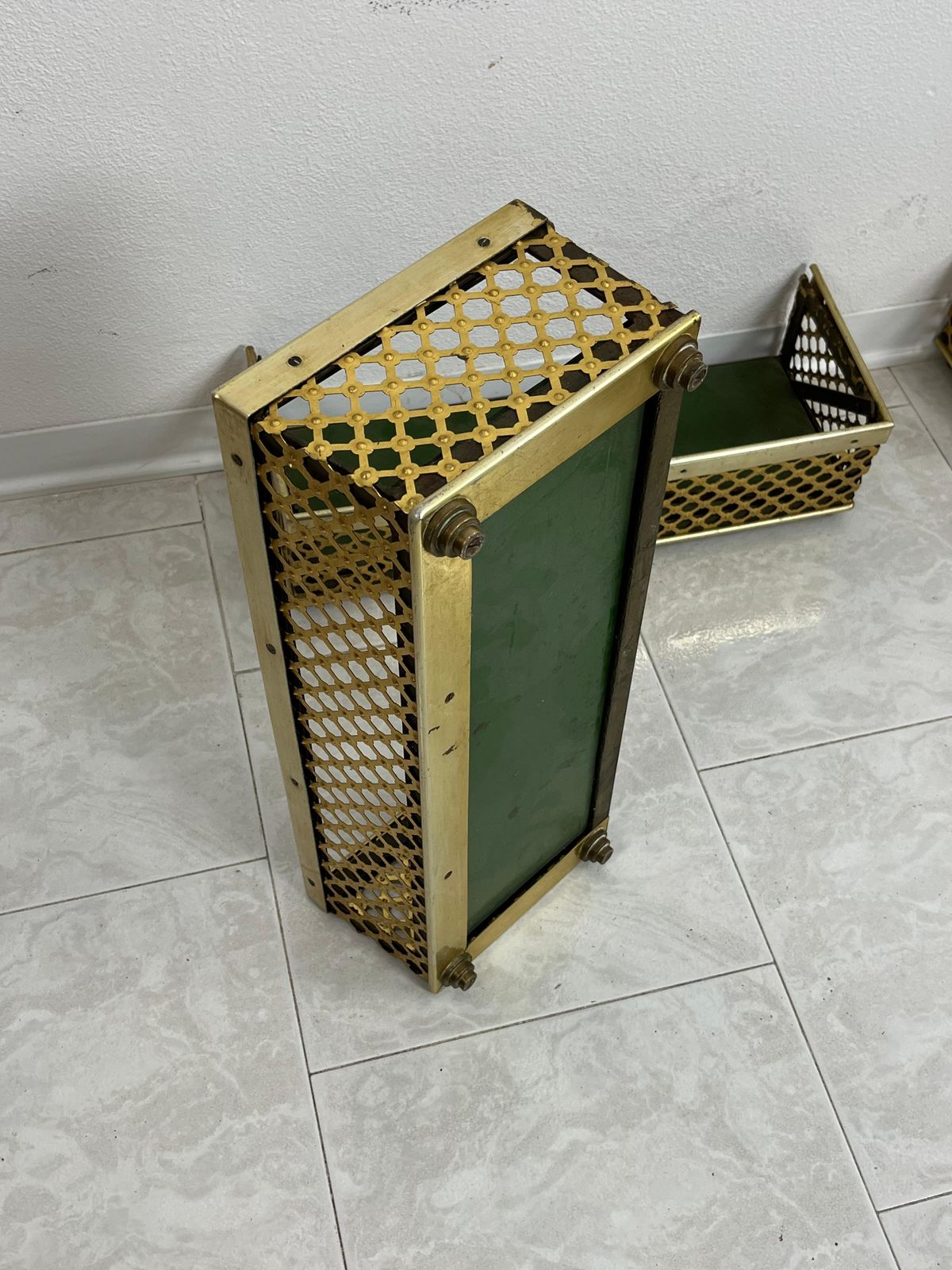 Set Of 4 Mid Century  Brass Covered Planters 1950s photo buy