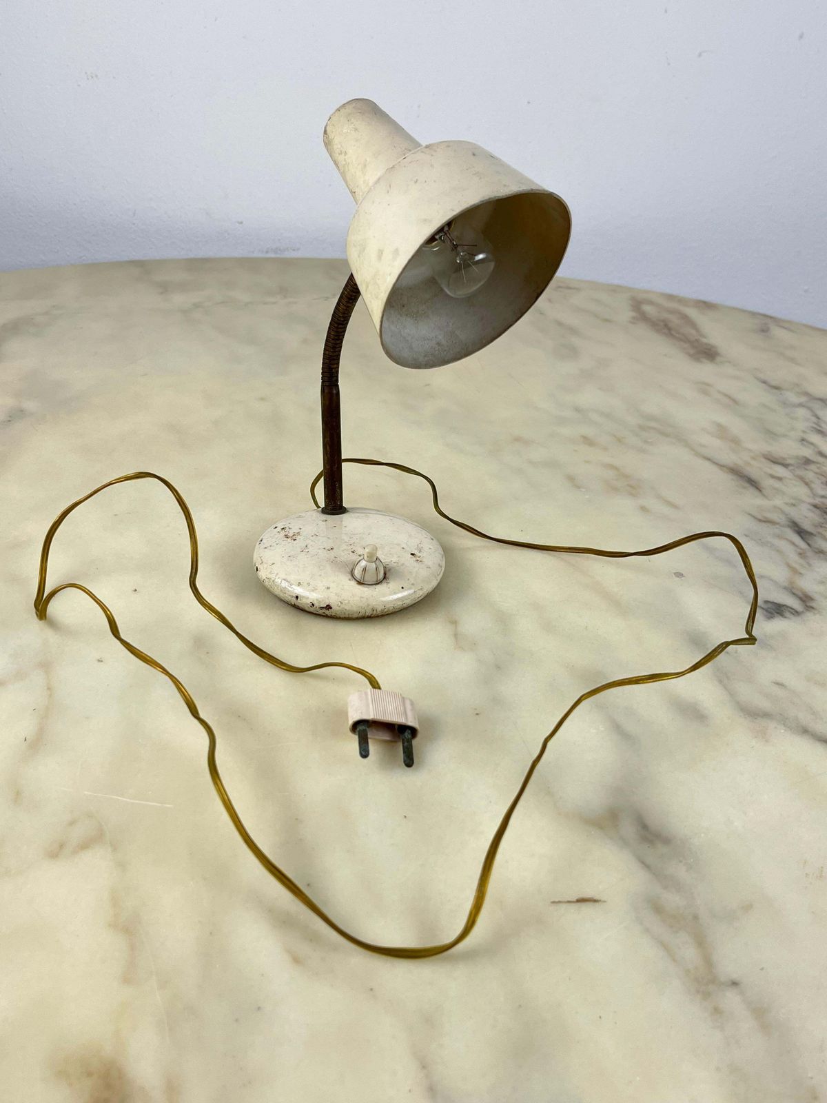 Table Lamp In Lacquered Metal And Brass, Italy, 1950s photo furniture