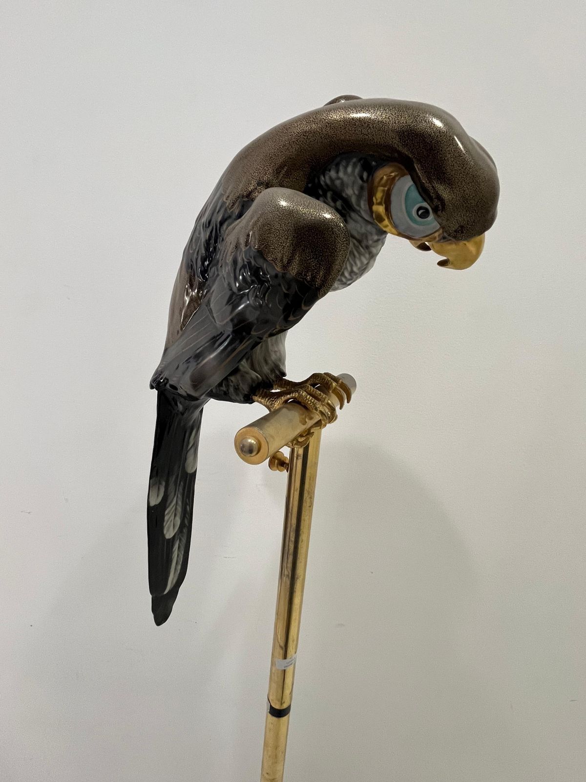 Mid Century Ceramic Parrot And Brass Perch, Made In Italy, 1960s photo 2476.0