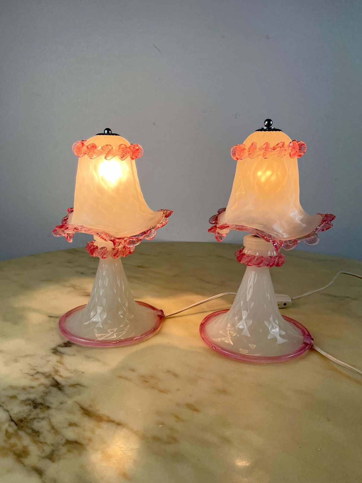 Pair Of Murano Glass Bedside Lamps, Italy, 1980s photo furniture