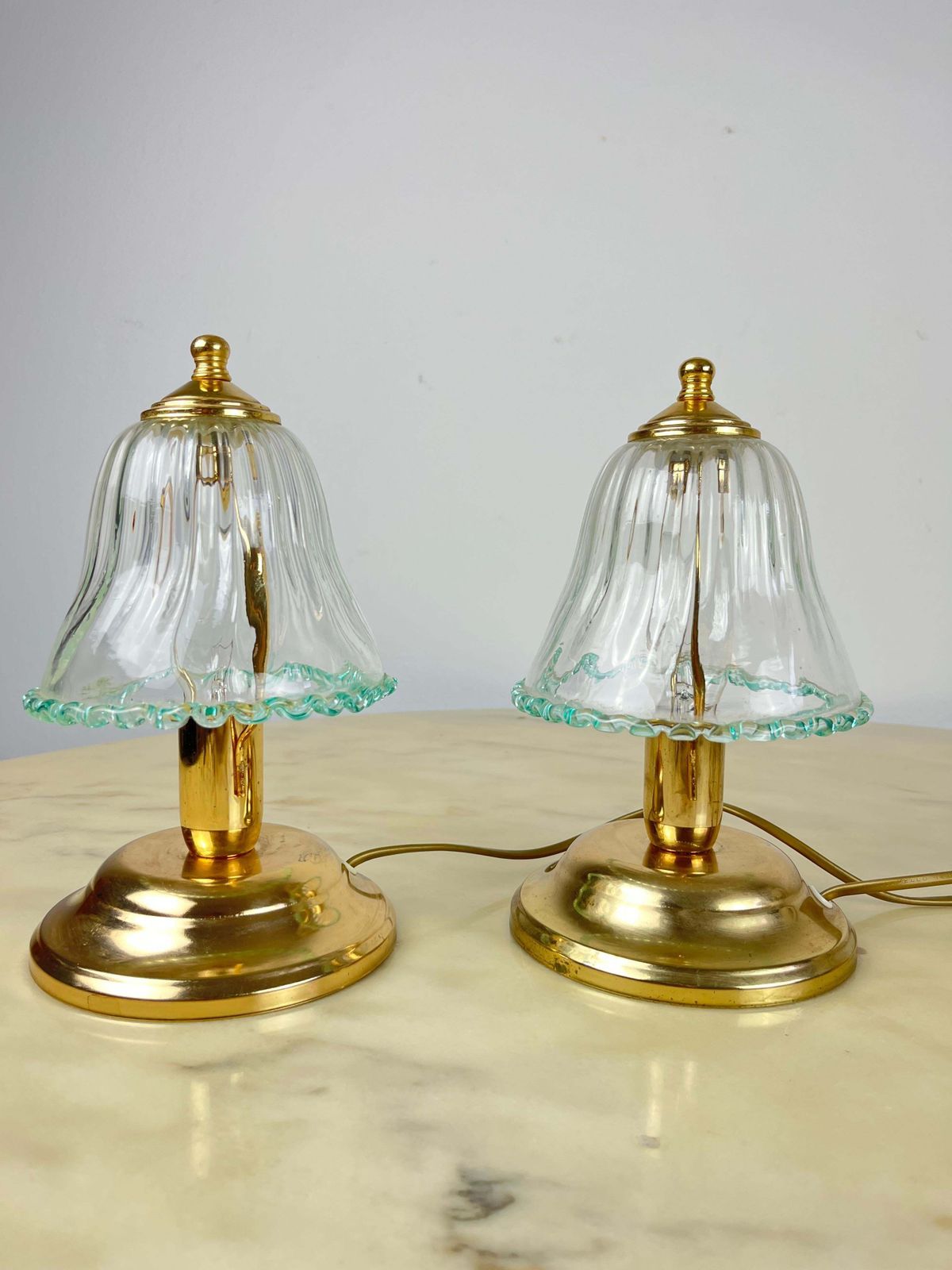 Pair Of Murano Glass Bedside Lamps, Italy, 1980s photo 470.0