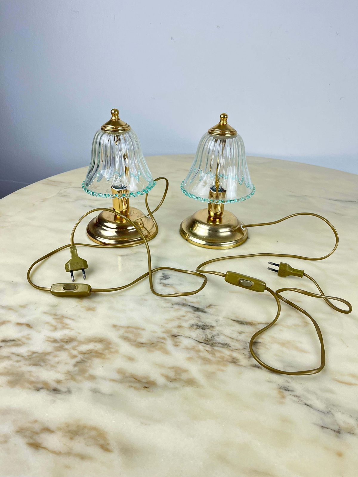 Pair Of Murano Glass Bedside Lamps, Italy, 1980s photo vinterior