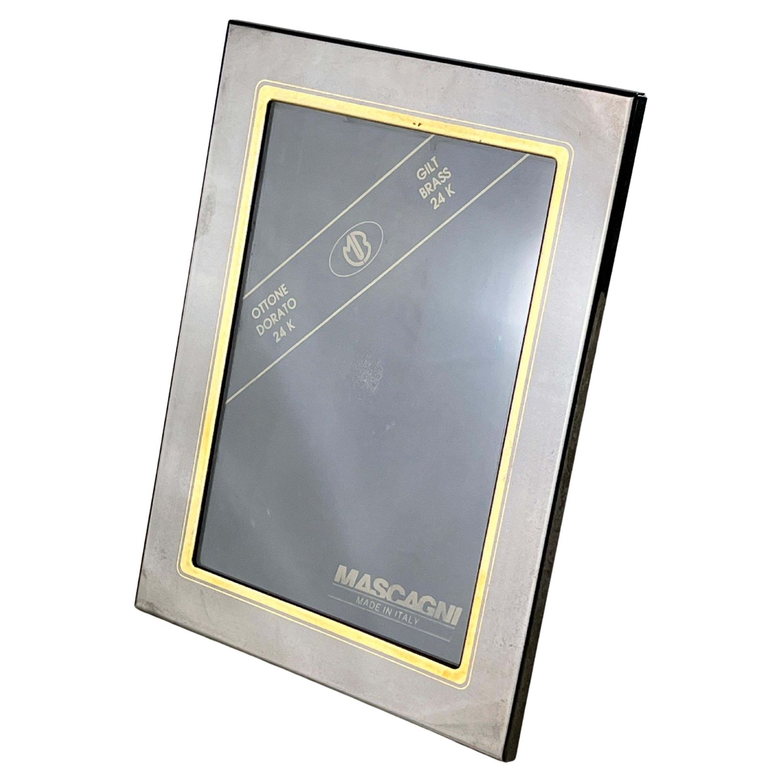 Mascagni 24k Golden Brass Photo Frame, Italian Design, 1970s