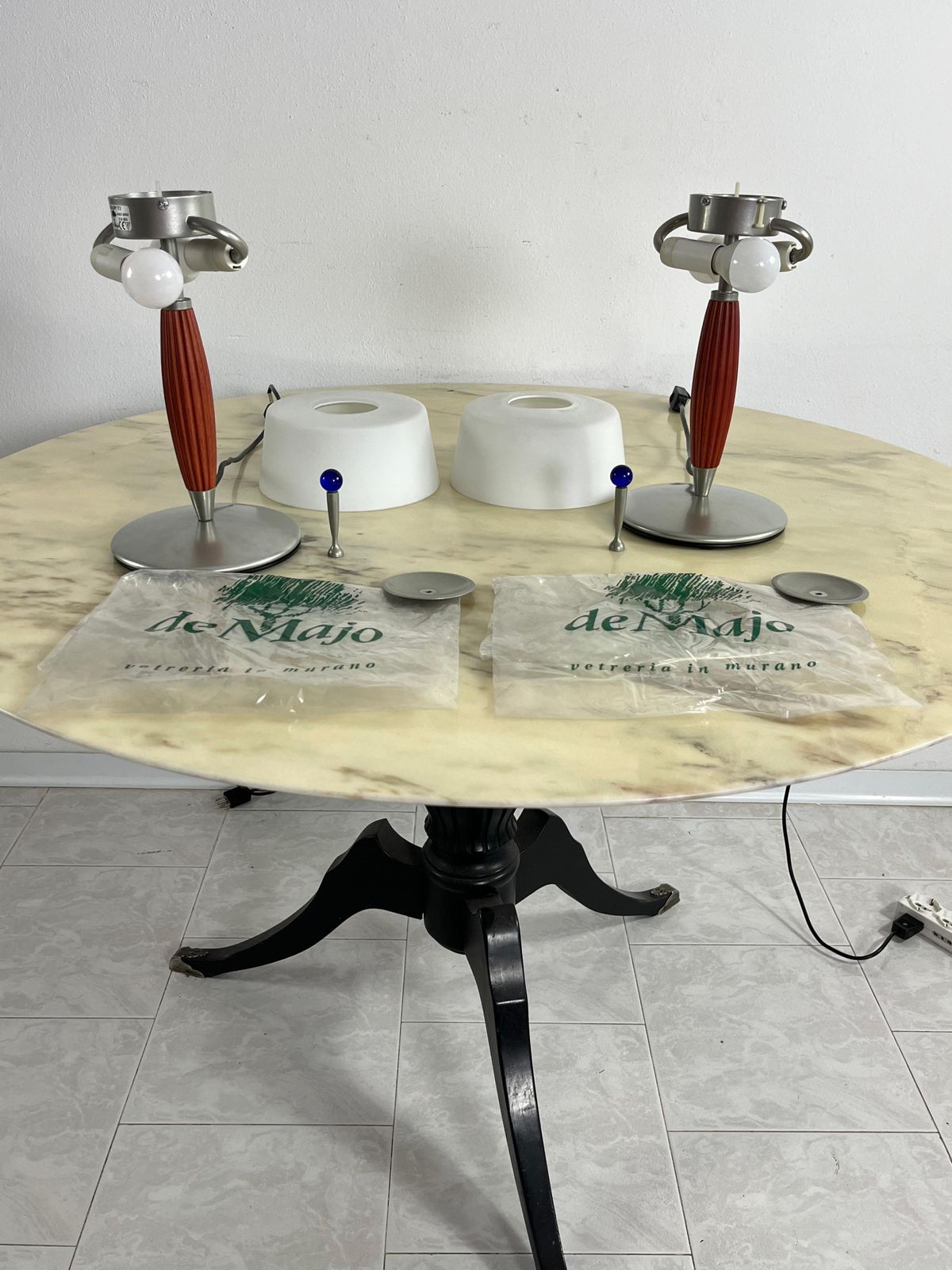 Set Of 2 De Majo Murano Glass Table Lamps, 1980s photo furniture