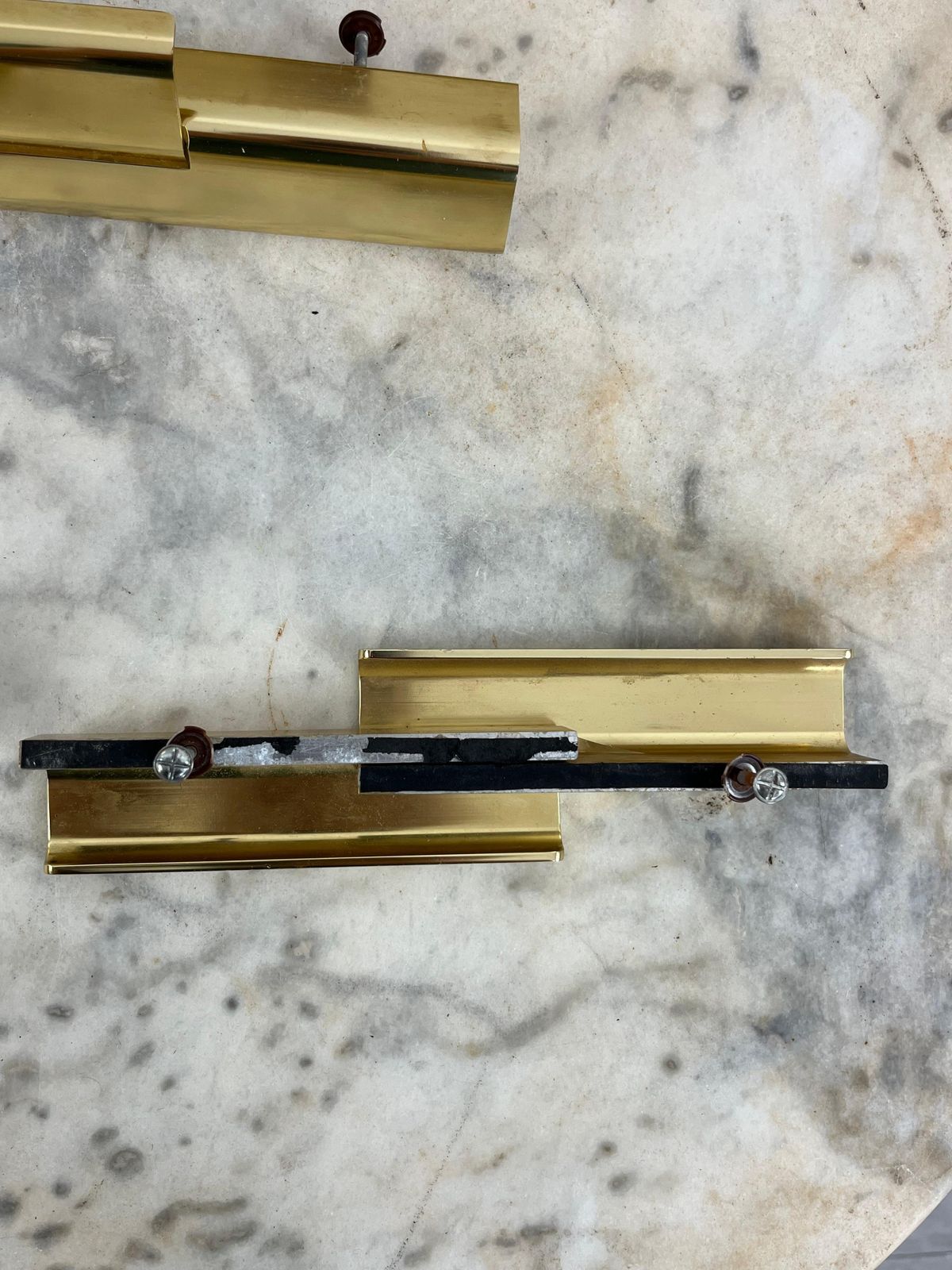 Set Of 12 Mid Century Golden Metal Furniture Handles Made In Italy, 1960s photo 1281.0