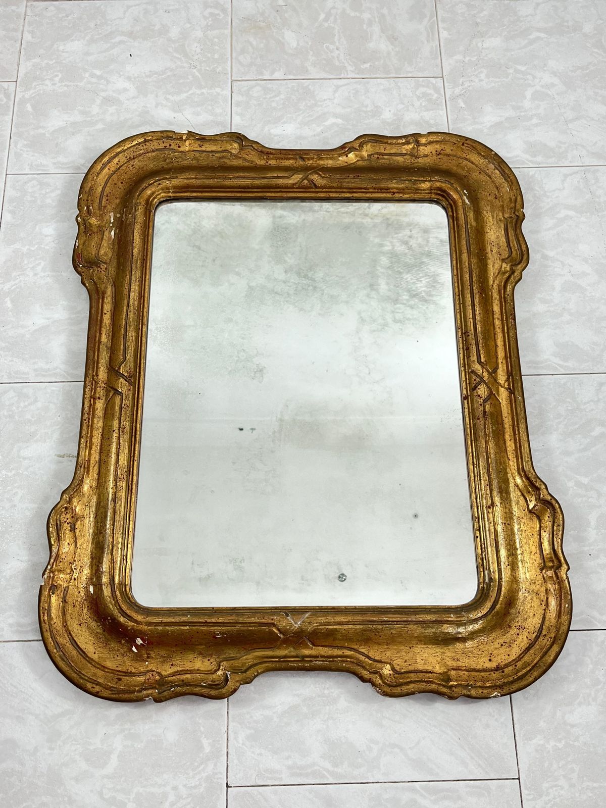 Mid Century French Wall Mirror In Gilt Wood Frame, 1930s photo furniture
