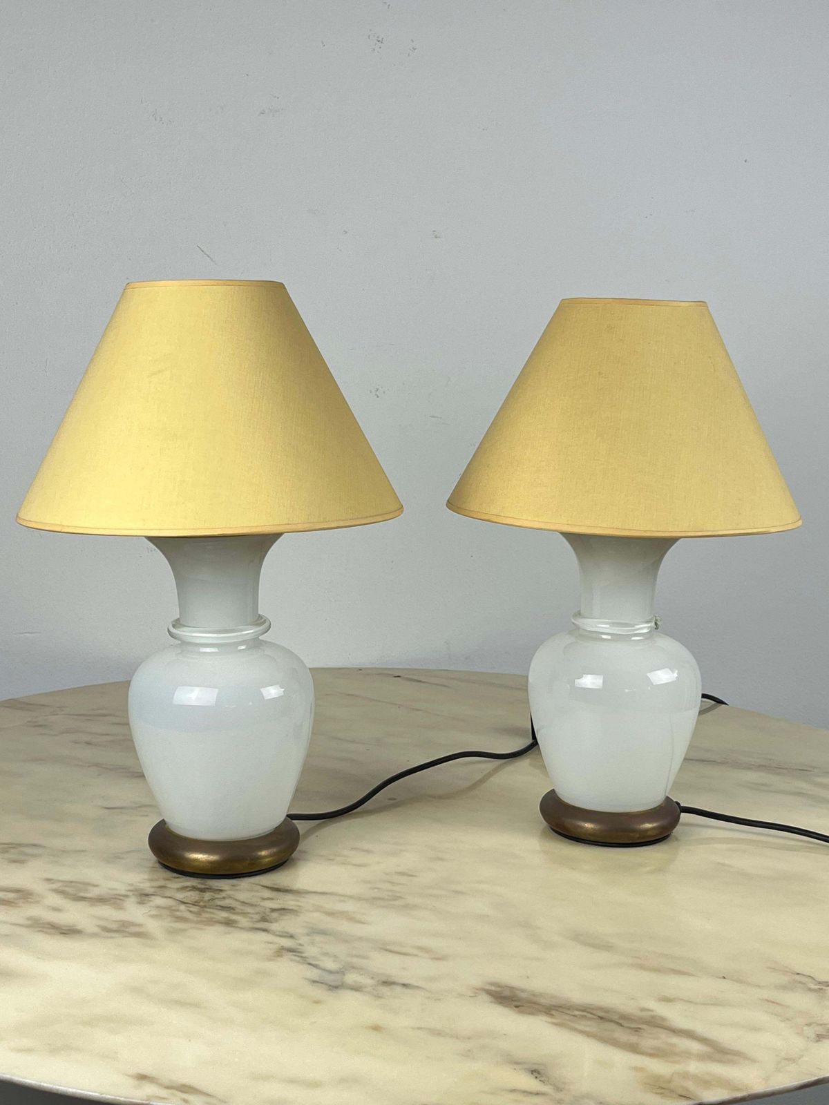 Set Of 2 Murano Glass And Brass Table Lamps, F. Fabbian, Italy, 1970s photo 1281.0