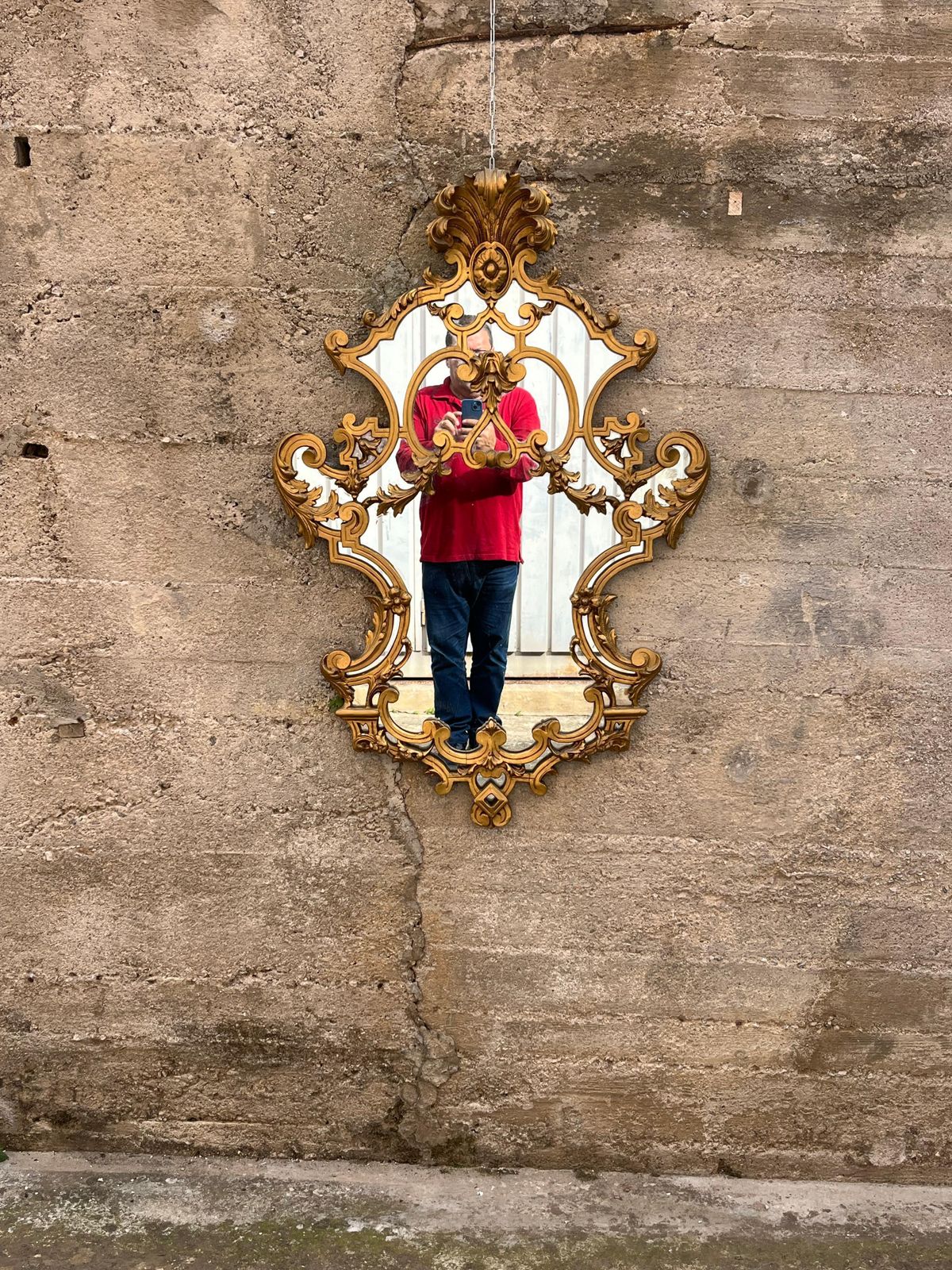 Particular Mid Century French Wall Mirror In Gilded Wood, 1950s photo Home Decor