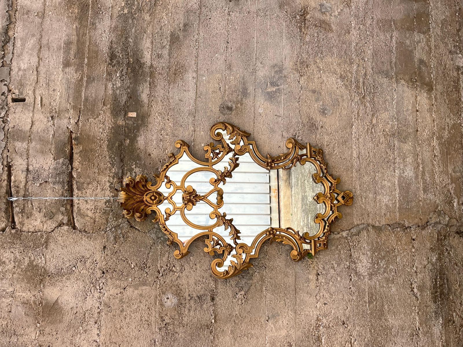 Particular Mid Century French Wall Mirror In Gilded Wood, 1950s photo buy