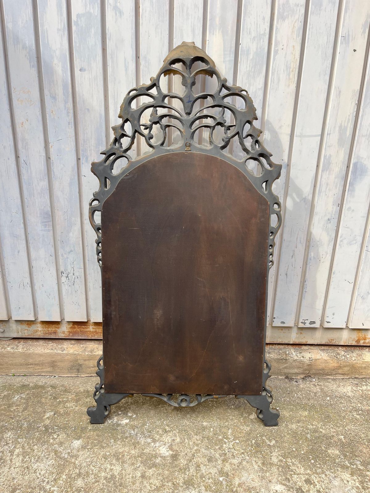 Large Mid Century French Golden Wood Wall Mirror, 1950s photo buy