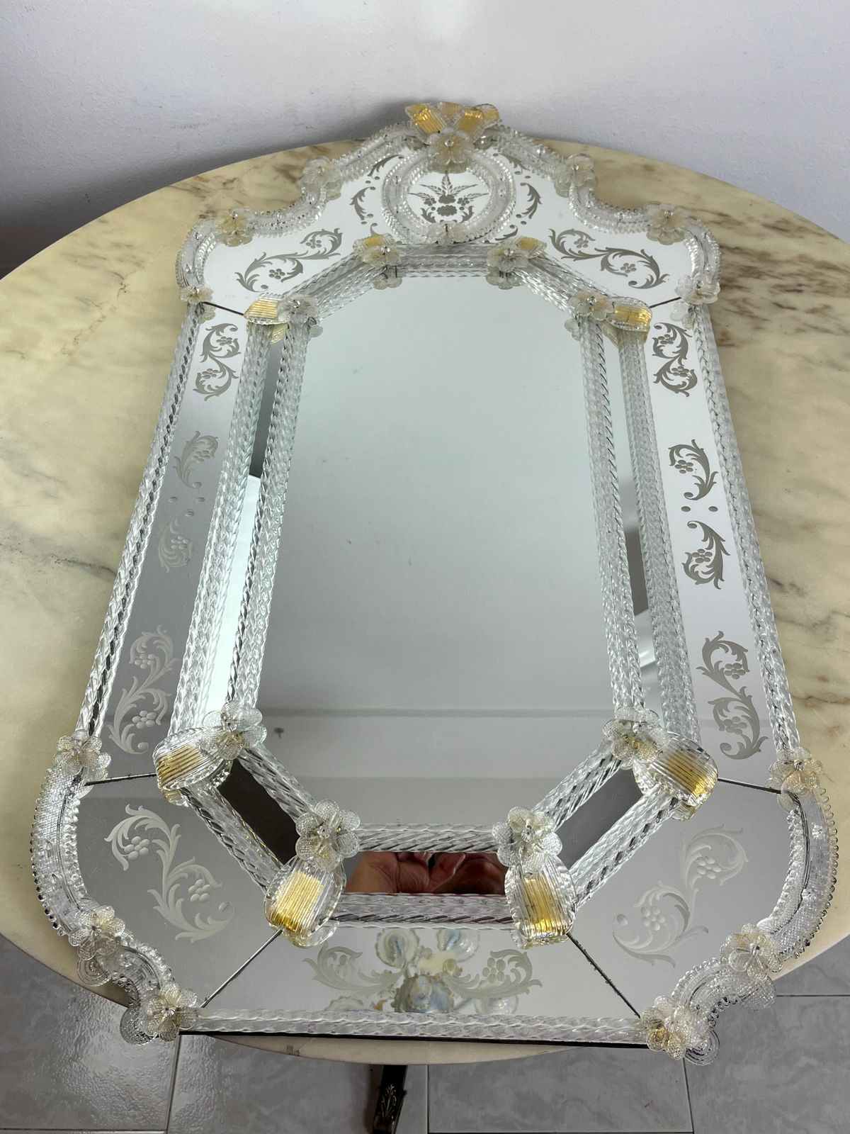 Mid Century Venetian Murano Glass Mirror Attributed To Ercole Barovier 1960s photo furniture