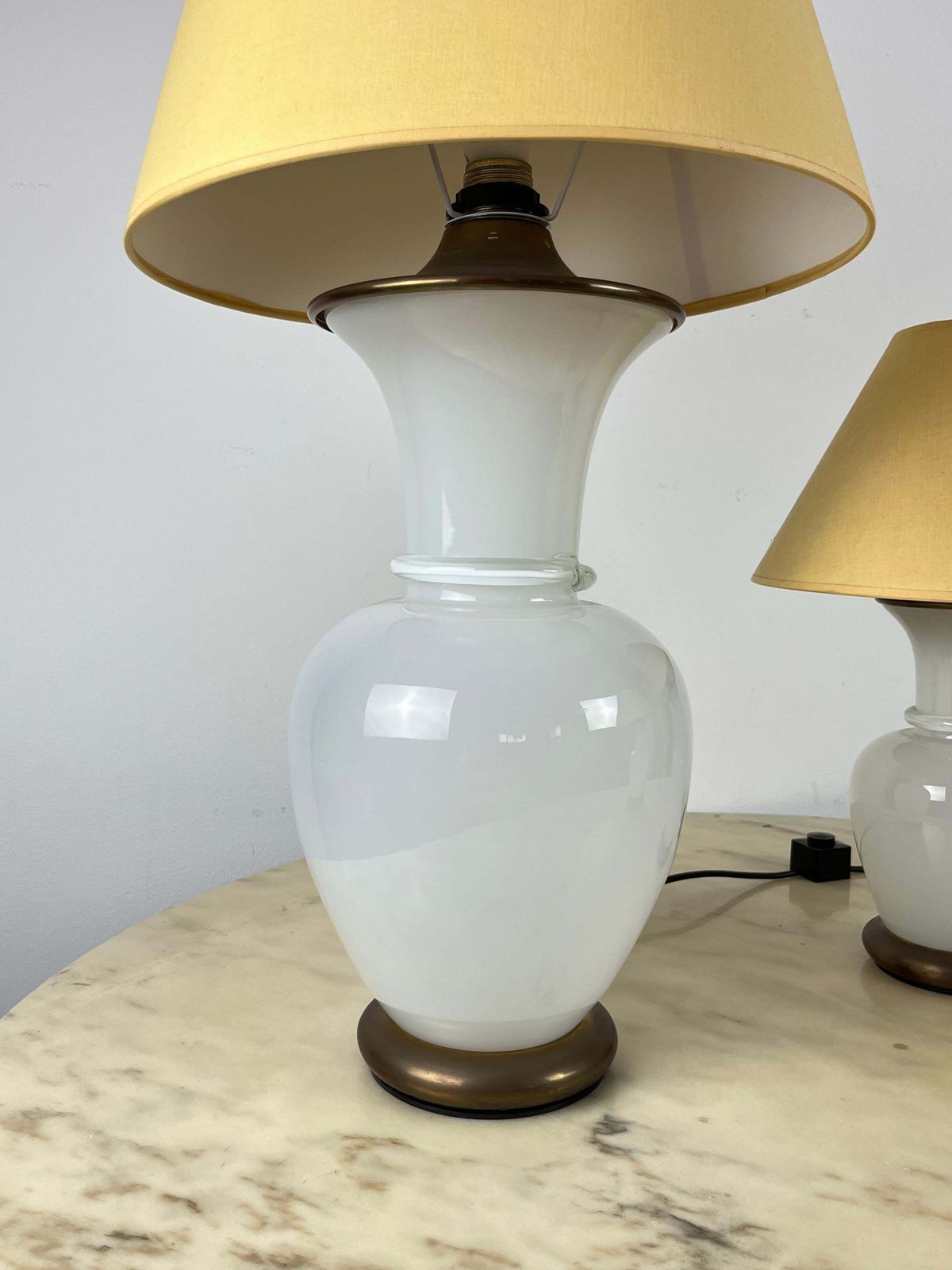 Set Of 3 Murano Glass And Brass Table Lamps, F. Fabbian, Italy, 1970s photo Lighting