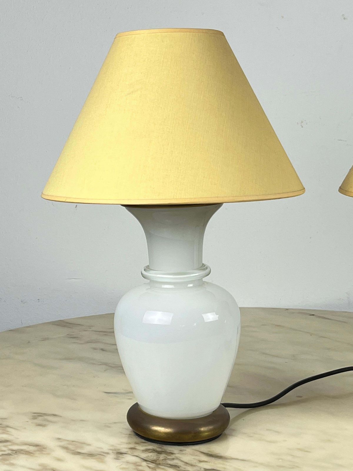 Set Of 3 Murano Glass And Brass Table Lamps, F. Fabbian, Italy, 1970s photo buy