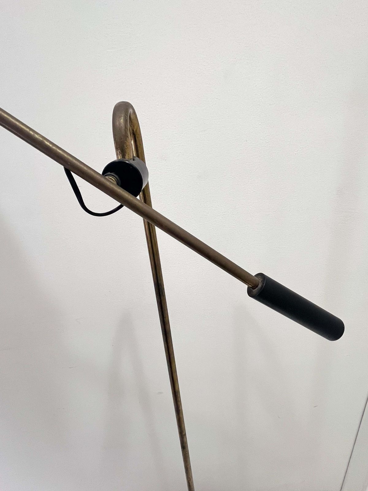 Mid Century Brass And Enamelled Aluminum Adjustable Floor Lamp, 1960s photo furniture