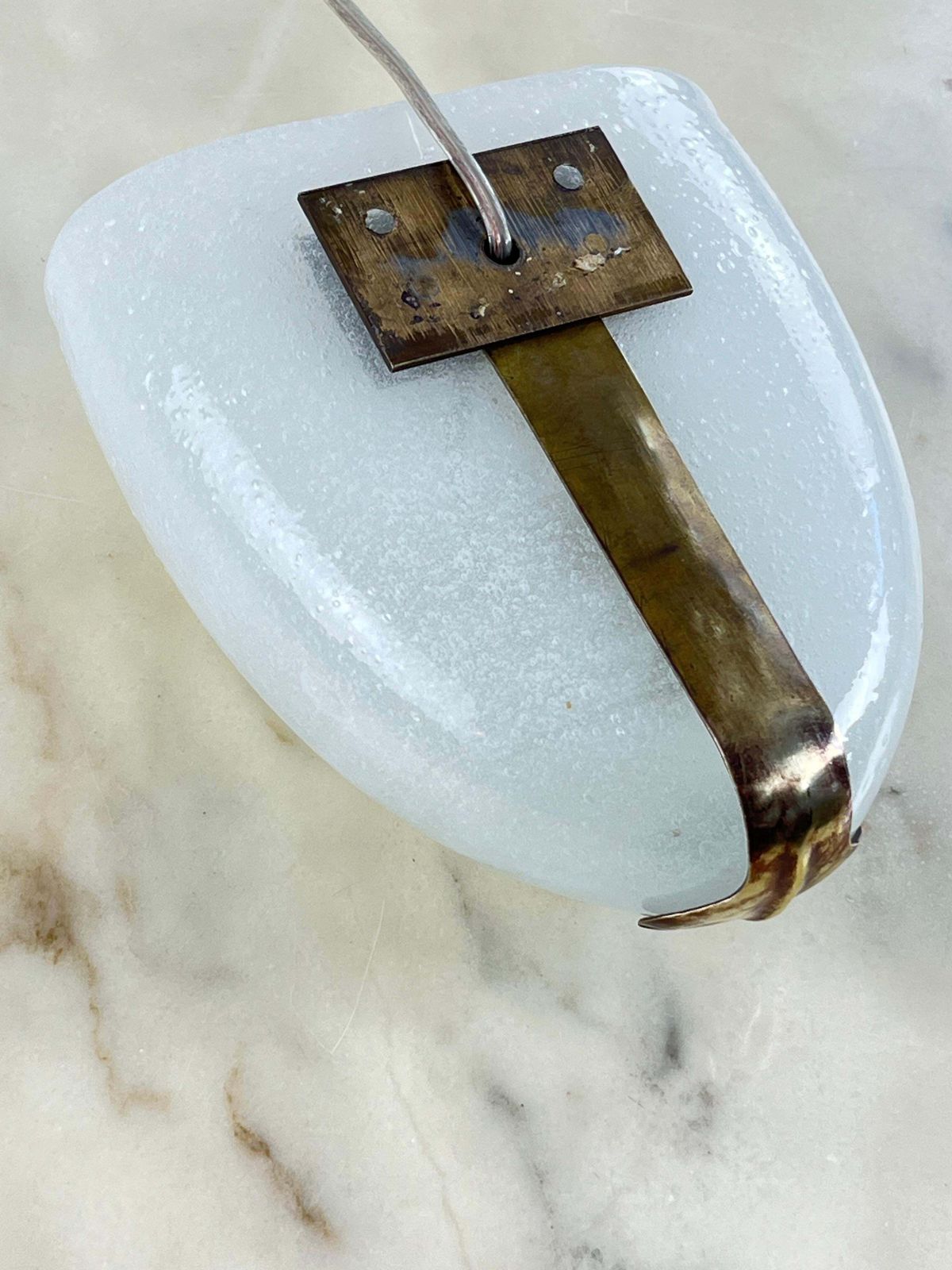 Mid Century Ercole Barovier Murano Glass And Brass Wall Lamp 1950s photo Lighting