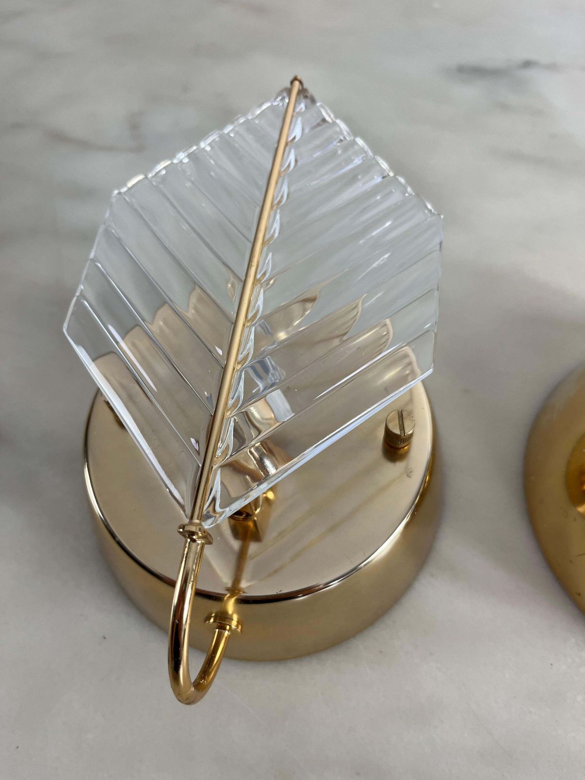 Set Of 2 Wall Lamps In Brass And Murano Glass, Zero Quattro 1970s photo for sale