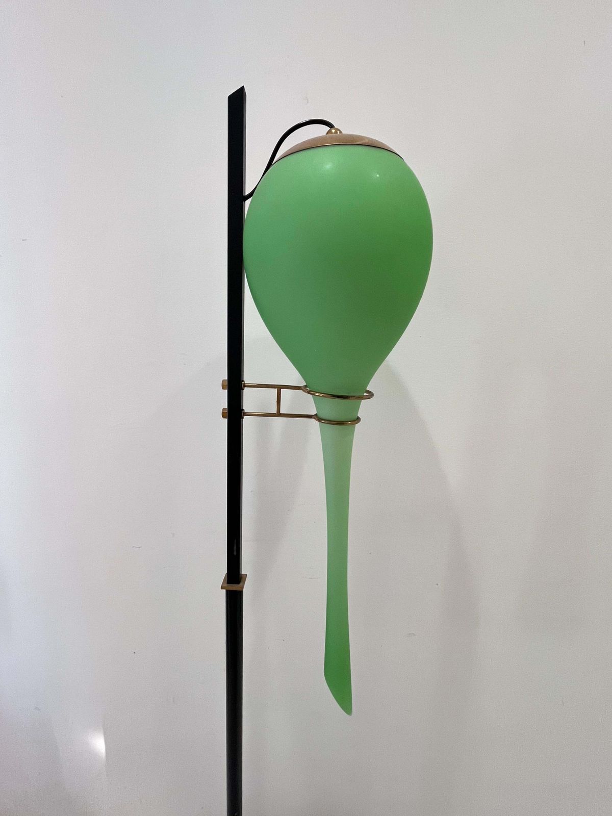 Mid Century Floor Lamp, Murano Opaline Glass, Attributed To Stilnovo, 1950s photo 3671.0