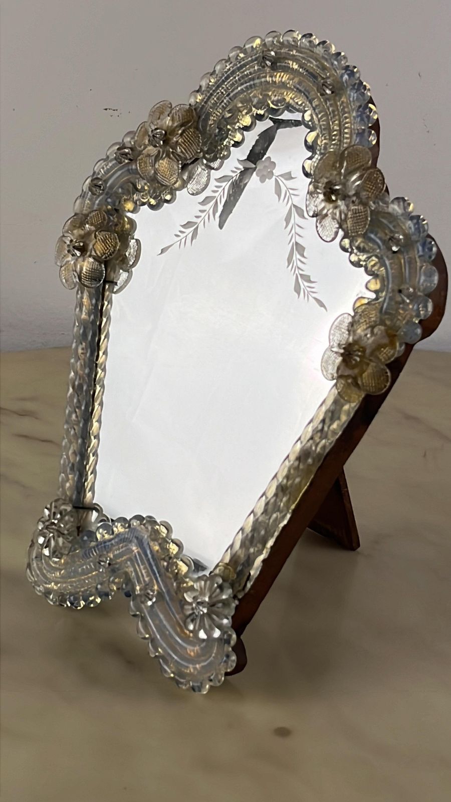 photo furniture Mid Century Venetian Murano Glass Table Mirror, Italian Design 1960s