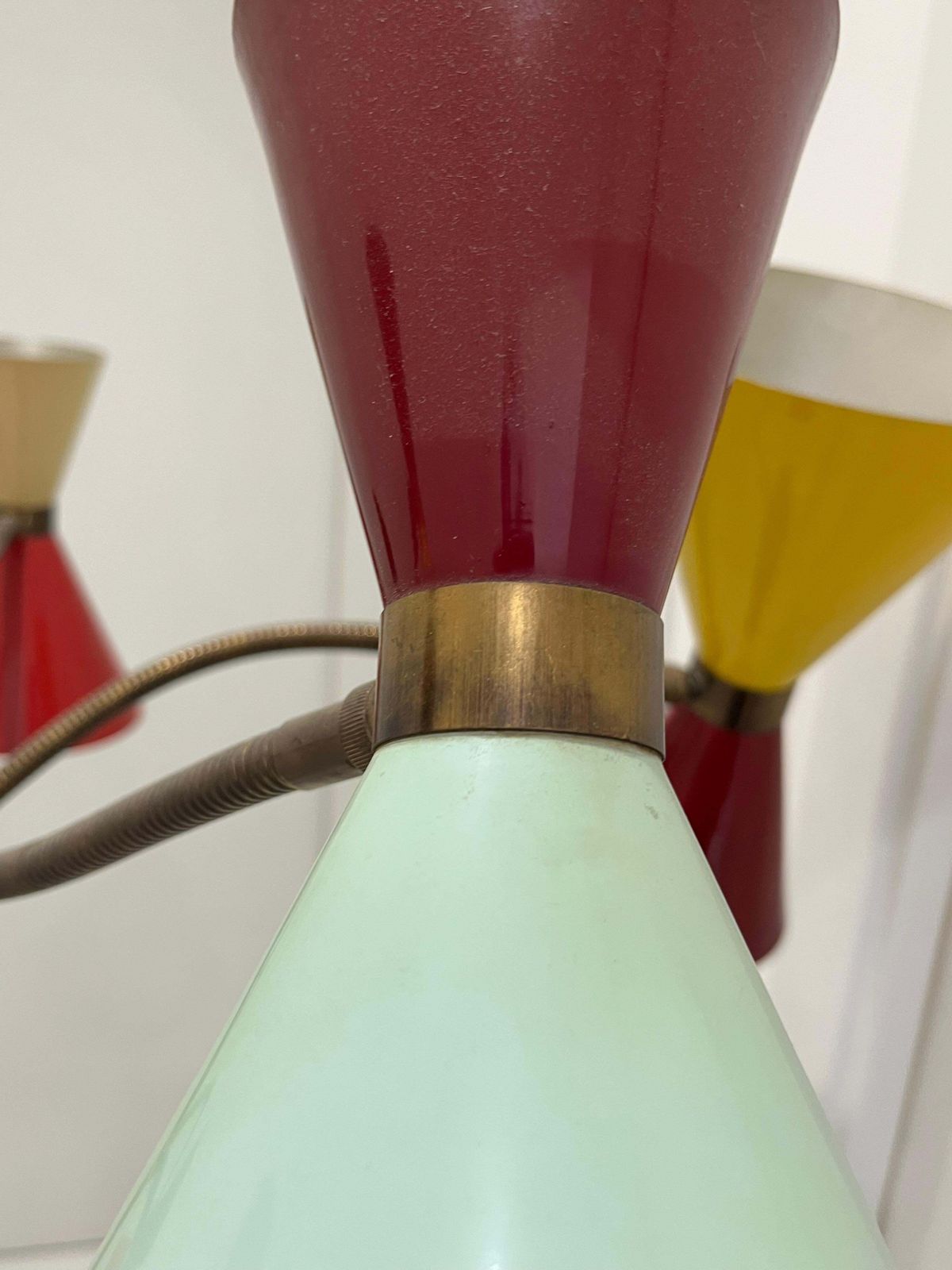 photo vinterior Mid Century 5 Arm 10 Light Brass Floor Lamp Stilnovo, 1950s