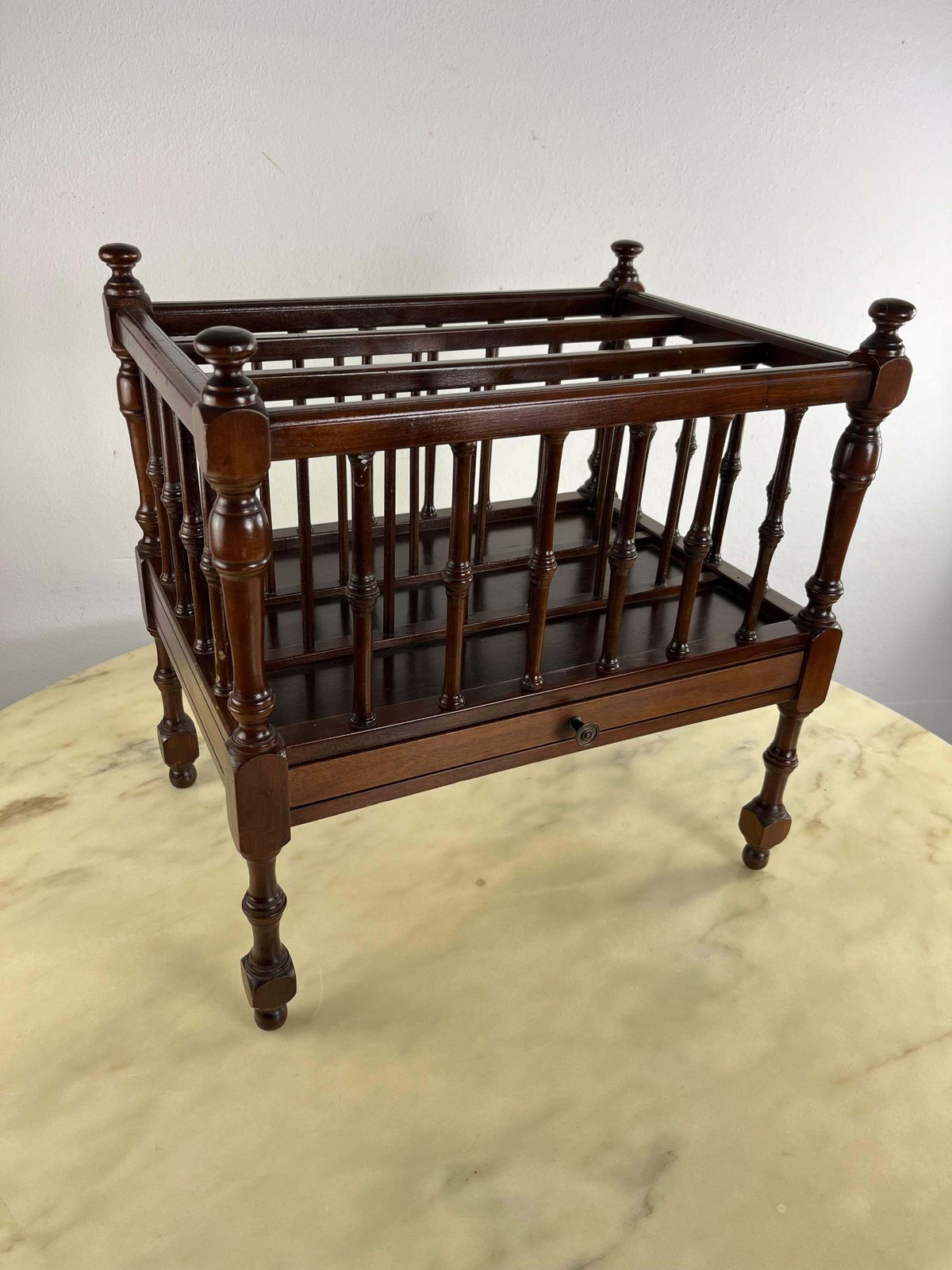 Mid Century Italian Magazine Rack With Drawer 1960s photo for sale