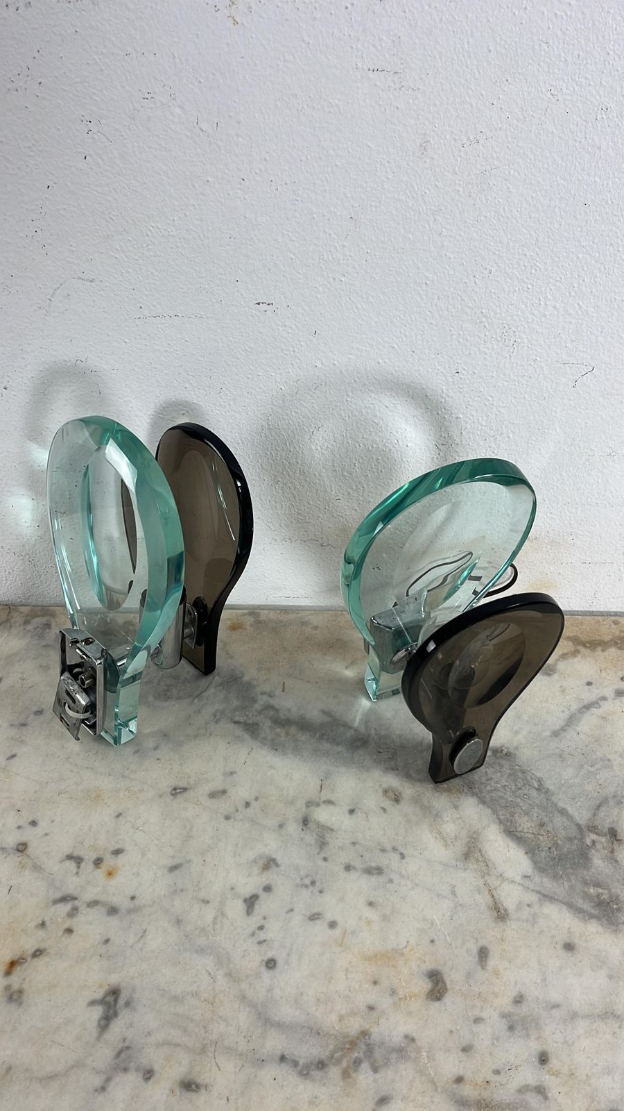 Set Of 2 Nile Green Murano Glass Wall Lamps Attributed To Fontana Arte 1960s photo buy