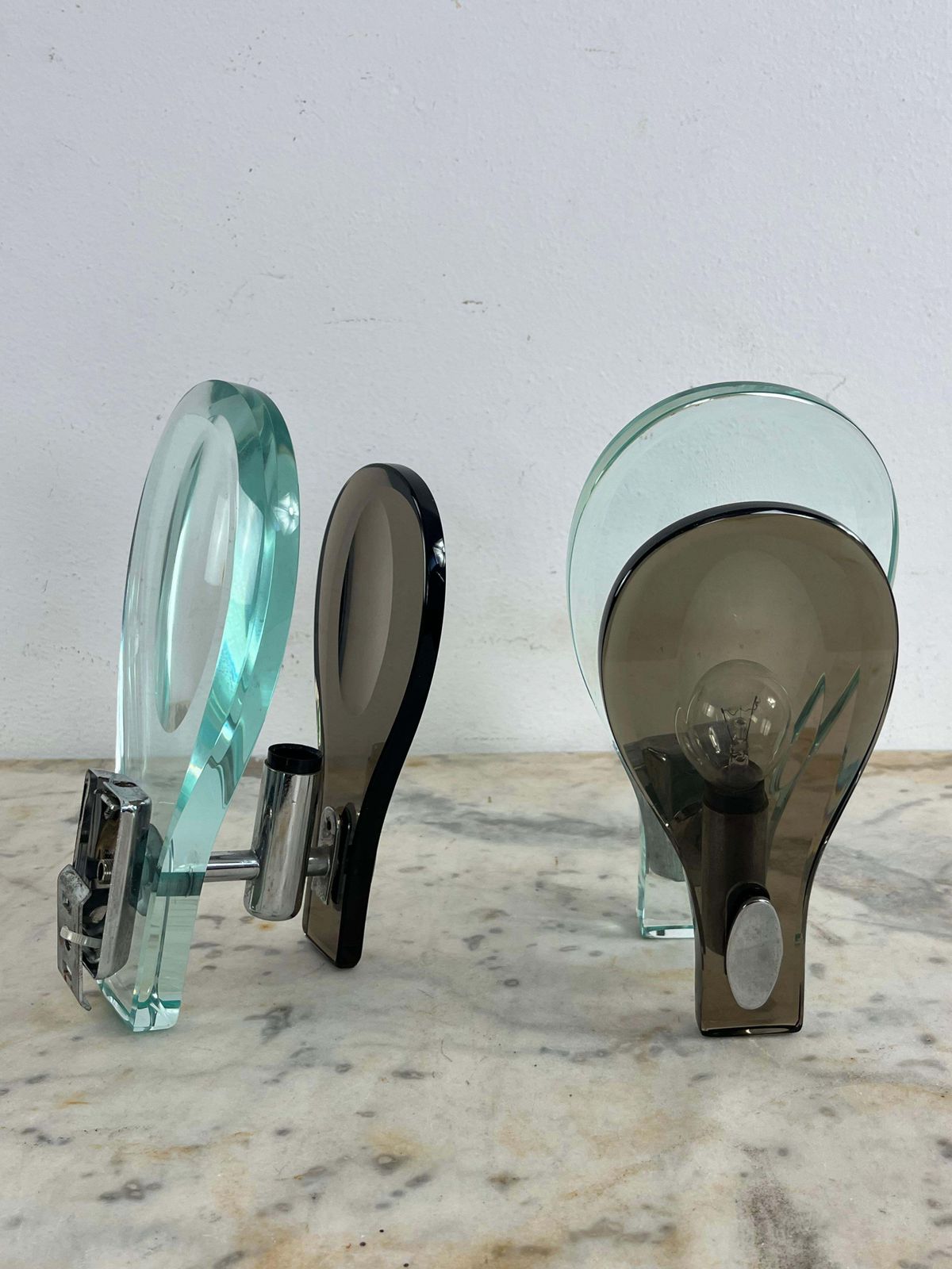 1537.0 Set Of 2 Nile Green Murano Glass Wall Lamps Attributed To Fontana Arte 1960s photo