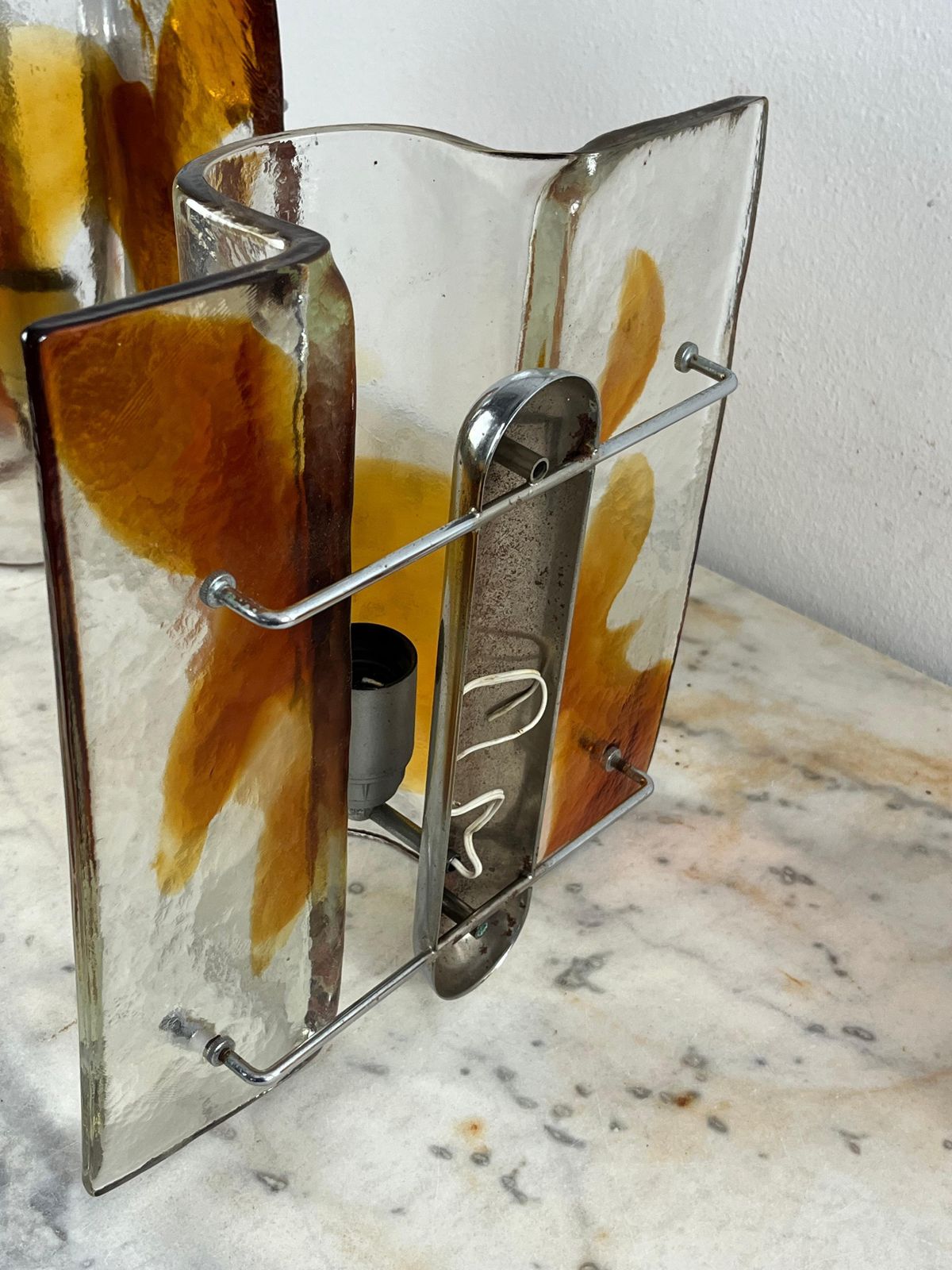 photo furniture Set Of 3 Large Mid Century Murano Glass Wall Lamps, 1960s