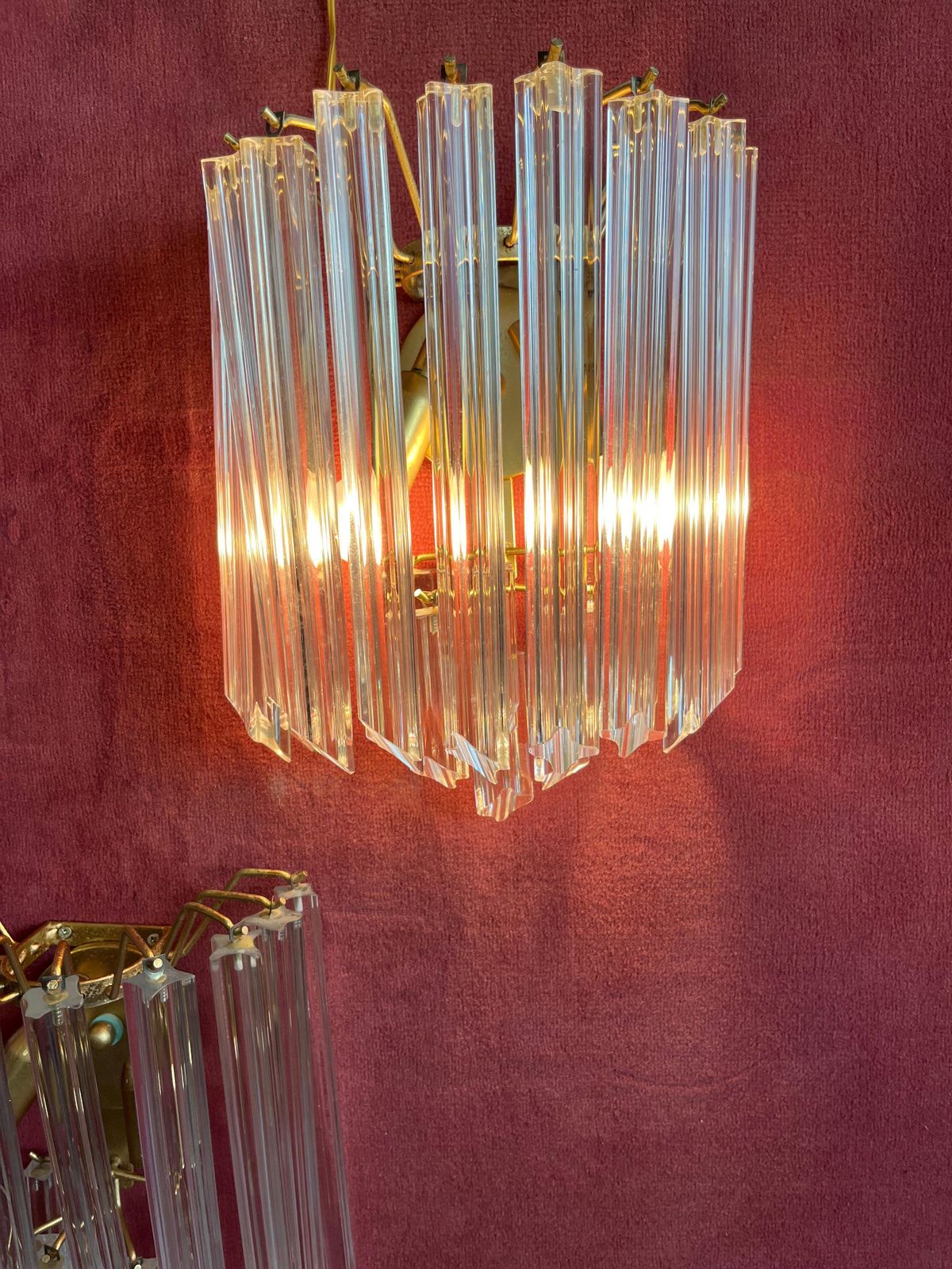 photo furniture Set Of 3 Mid Century Murano Glass Trefoil Wall Lamps Attributed To Venini, 1950s