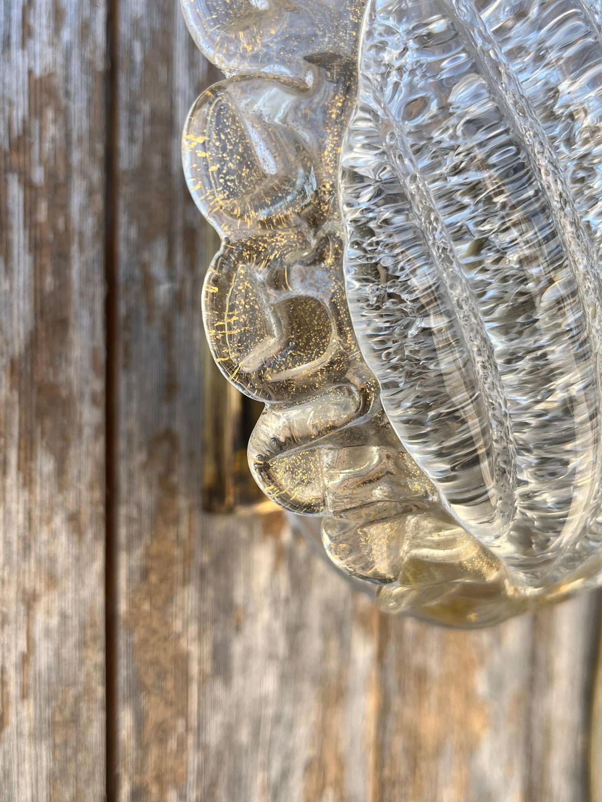 photo furniture Set Of 2 Mid Century Murano Glass And Brass Wall Lamps Attributed To Cenedese