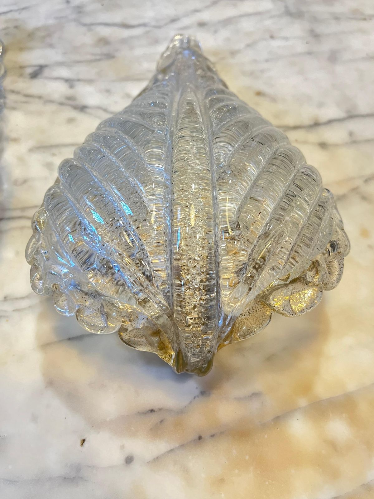 Lighting Set Of 2 Mid Century Murano Glass And Brass Wall Lamps Attributed To Cenedese photo