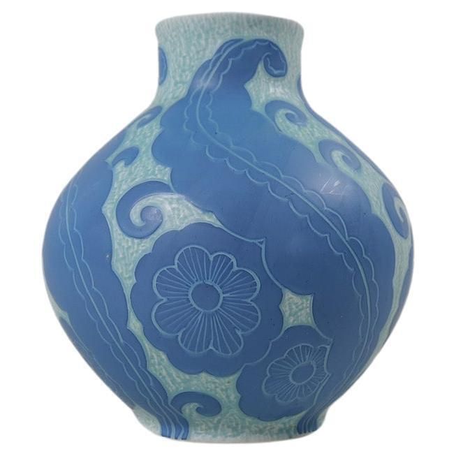 Art Deco Large Vase Gustavsberg Sgraffito Josef Ekberg, Sweden, 1922