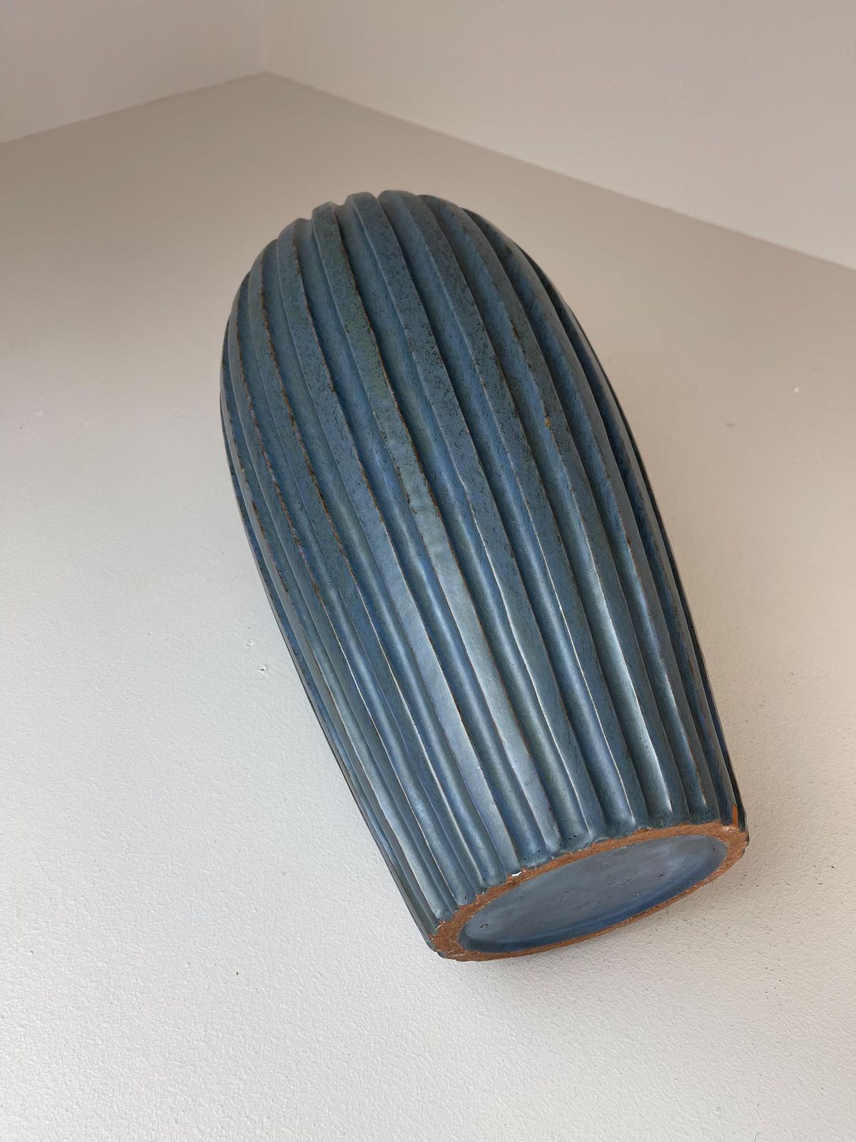 Midcentury Blue Floor Vase By Vicke Lindstrand, 1950s, Sweden photo vintage