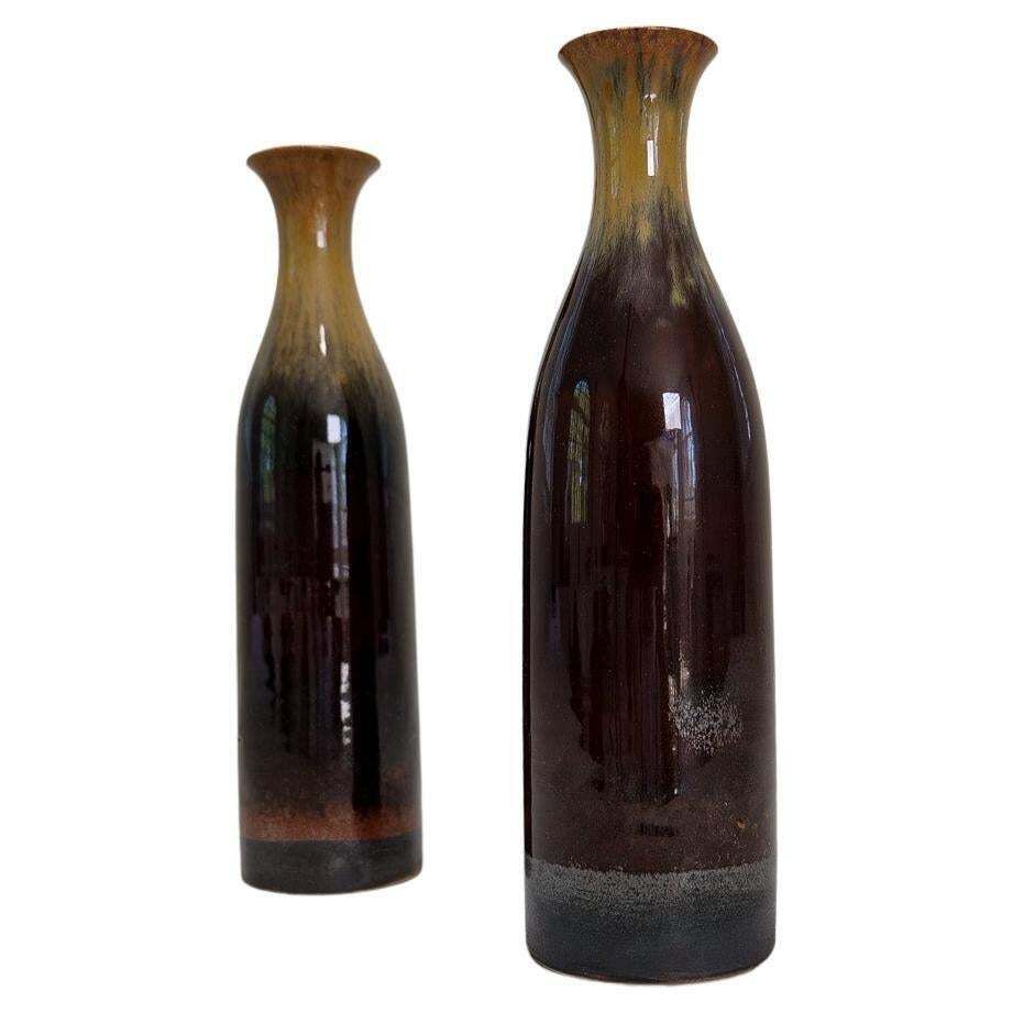 Scandinavian Modern Pair Of Ceramic Vases/Bottles Carl Harry Stålhane Sweden