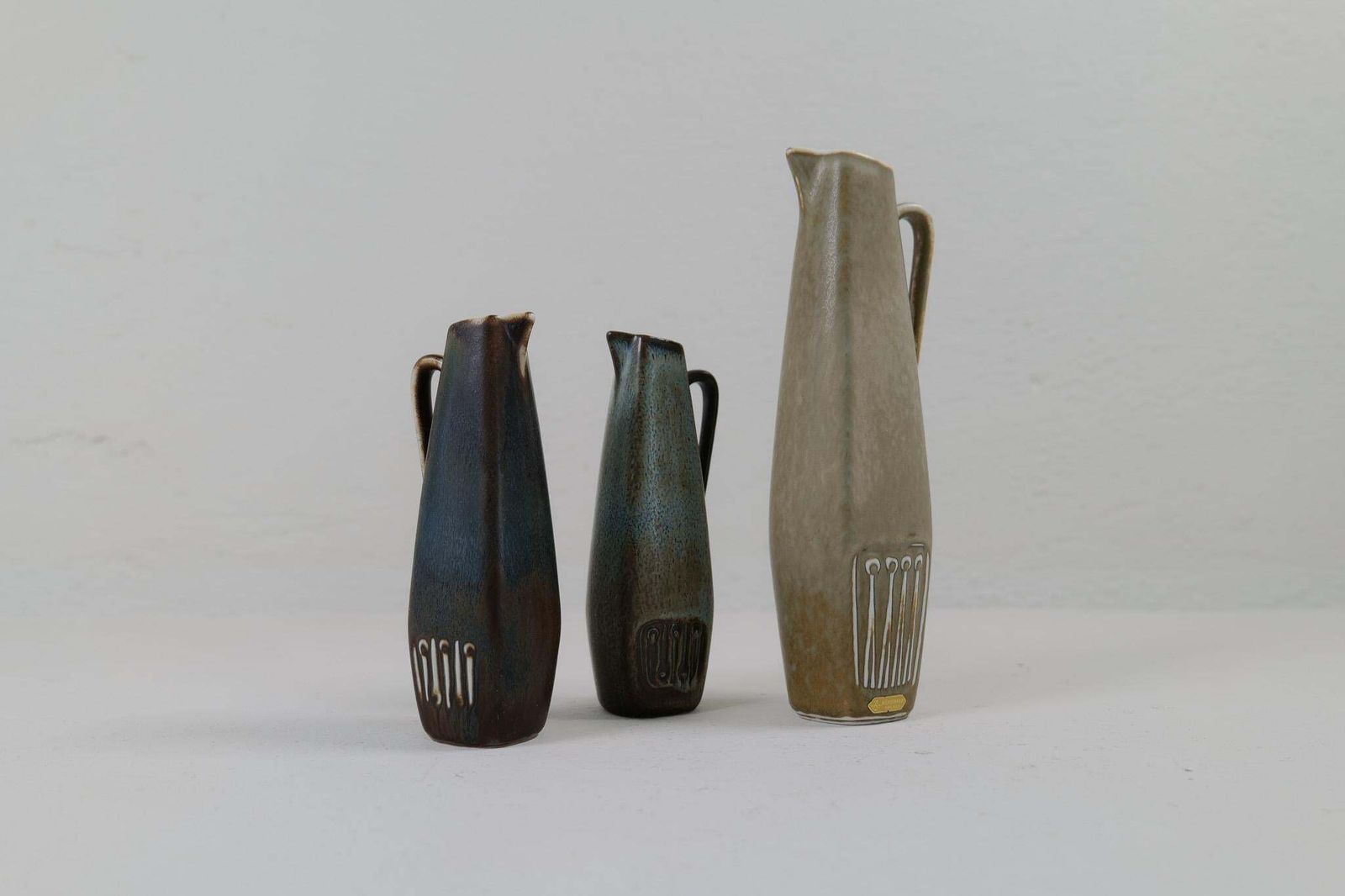 Midcentury Modern Set Of 3 Ceramic Pieces Sweden 1950 Rörstrand Gunnar Nylund photo for sale